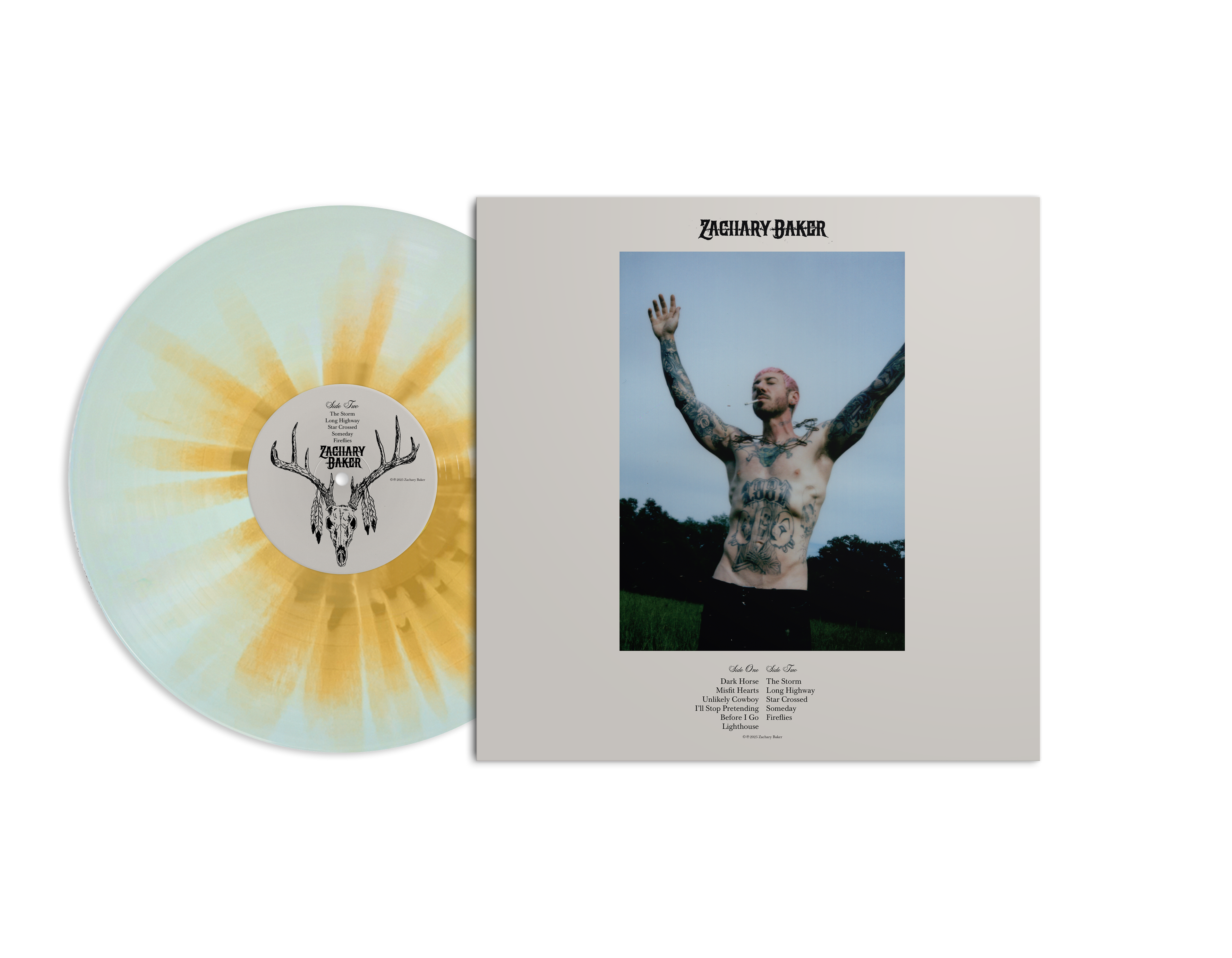 ZACHARY BAKER ‘DARK HORSE’ LP (Exclusive – Limited to 200, Sky Blue w/ Gold Splatter Vinyl)