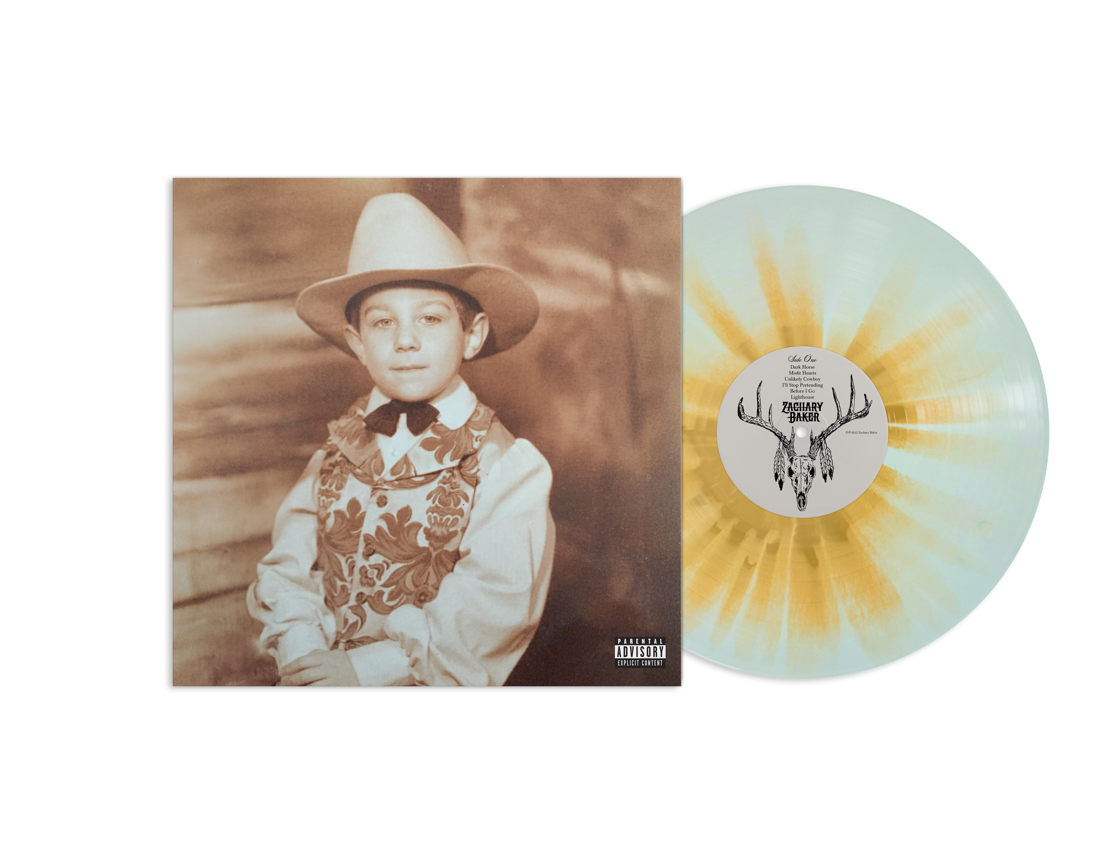 ZACHARY BAKER ‘DARK HORSE’ LP (Exclusive – Limited to 200, Sky Blue w/ Gold Splatter Vinyl)
