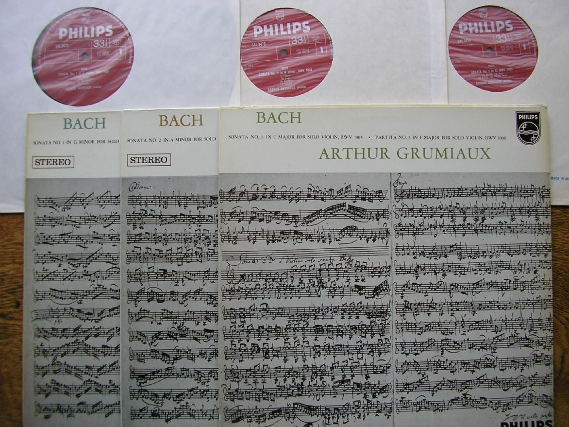 BACH: THE THREE VIOLIN SONATAS & PARTITAS BWV1001 - 1006 ARTHUR GRUMIAUX SAL 3472 / 3473 / 3474