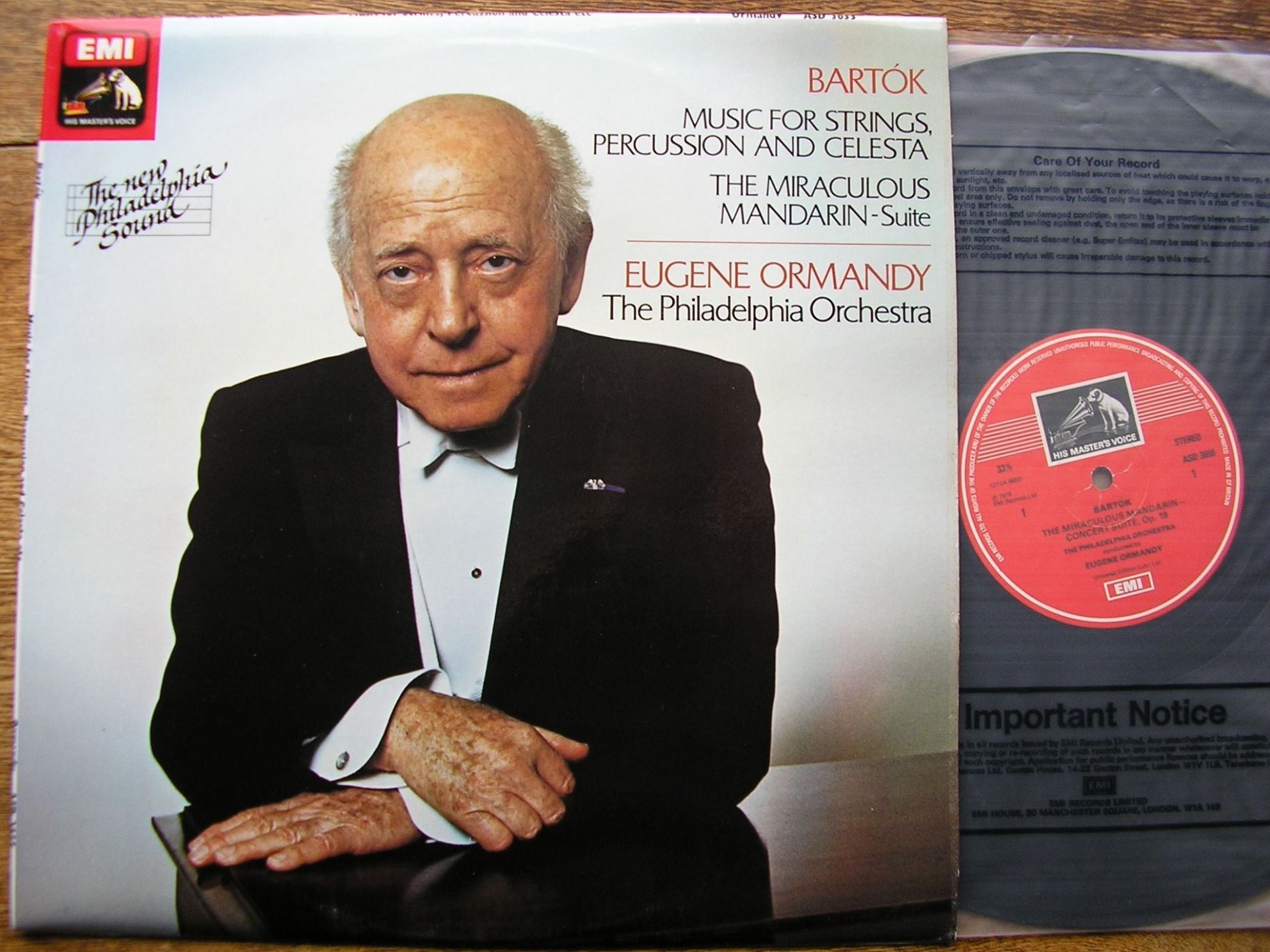 BARTOK: THE MIRACULOUS MANDARIN / MUSIC FOR STRINGS, PERCUSSION ORMANDY / PHILADELPHIA ASD 3655