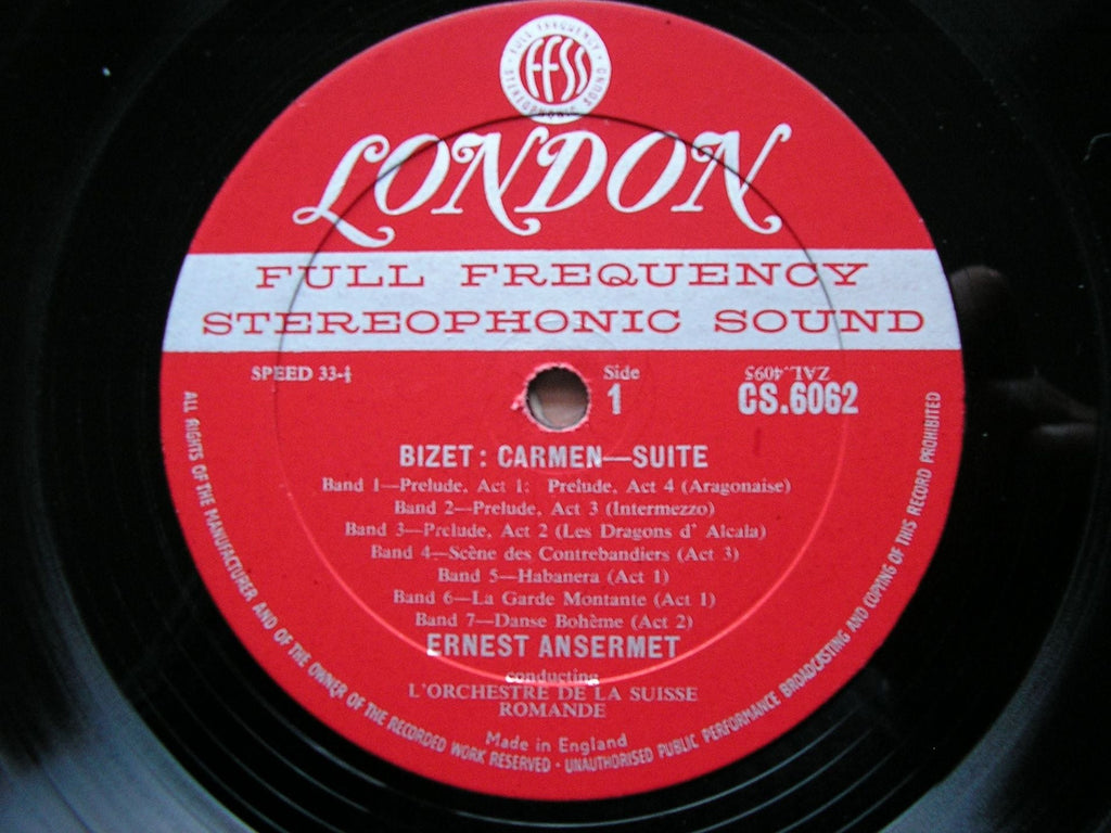 BIZET: CARMEN / L'ARLESIENNE SUITES ERNEST ANSERMET / SUISSE ROMANDE ORCHESTRA   CS 6062