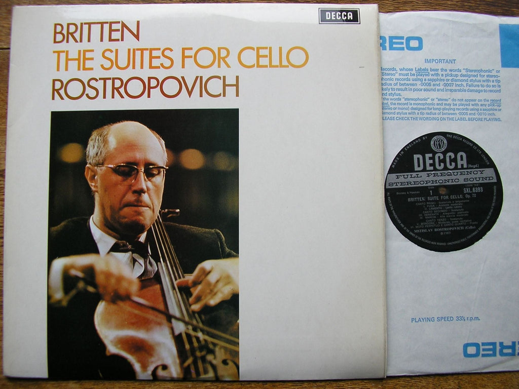 SXL 6393 BRITTEN: THE SUITES FOR CELLO MSTISLAV ROSTROPOVICH