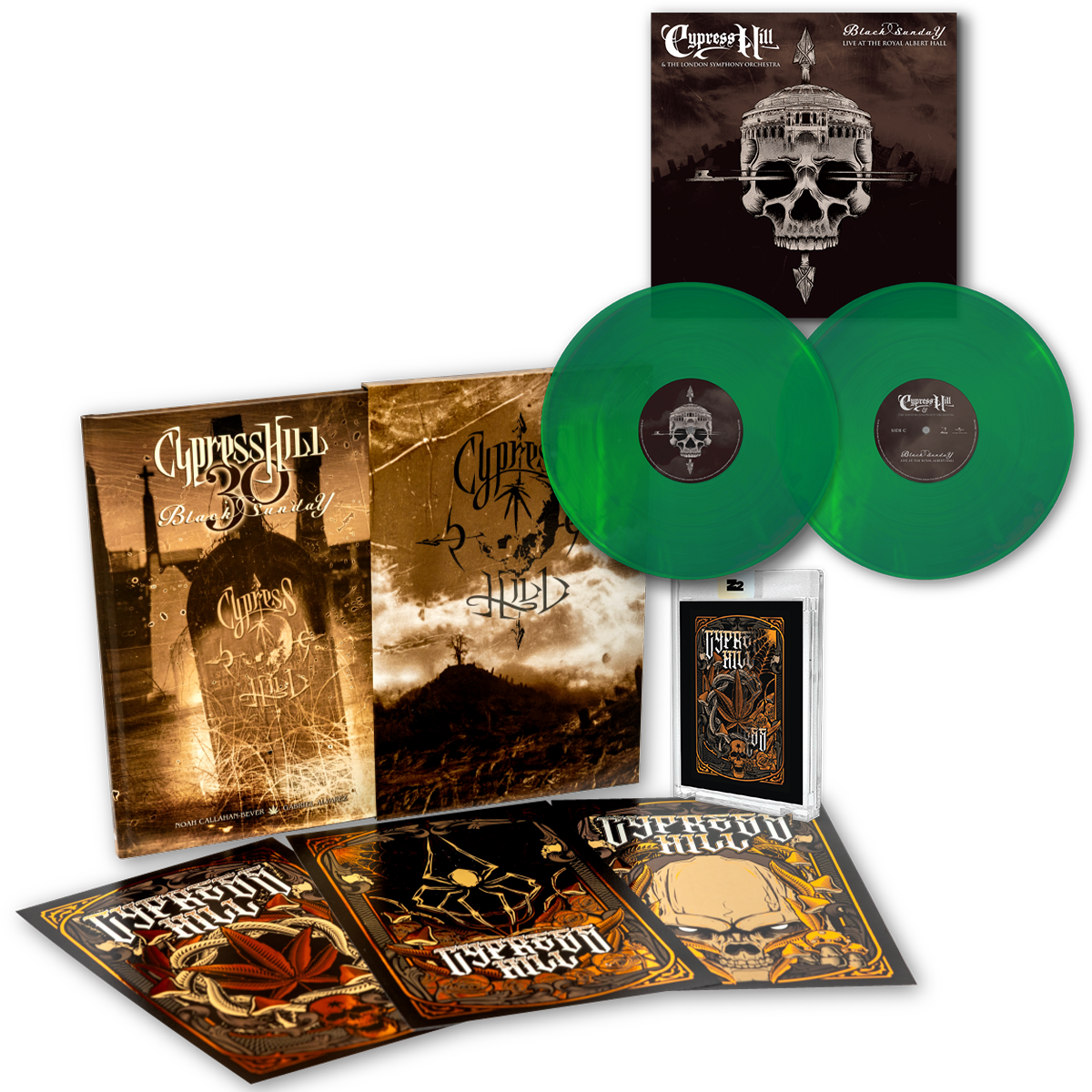 CYPRESS HILL: BLACK SUNDAY GRAPHIC NOVEL - SIGNED PLATINUM EDITION + 'CYPRESS HILL' LP & 'THE LONDON SYMPHONY ORCHESTRA: LIVE AT ROYAL ALBERT HALL' LP - LTD. - TRANSLUCENT GREEN
