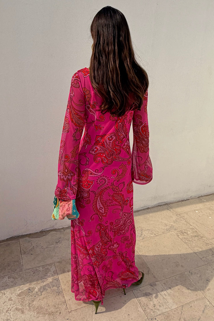 Pink Paisley Mesh Dress