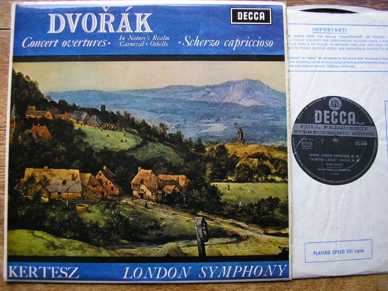 SXL 6348 DVORAK: CONCERT OVERTURES / SCHERZO CAPRICCIOSO ISTVAN KERTESZ / LONDON SYMPHONY