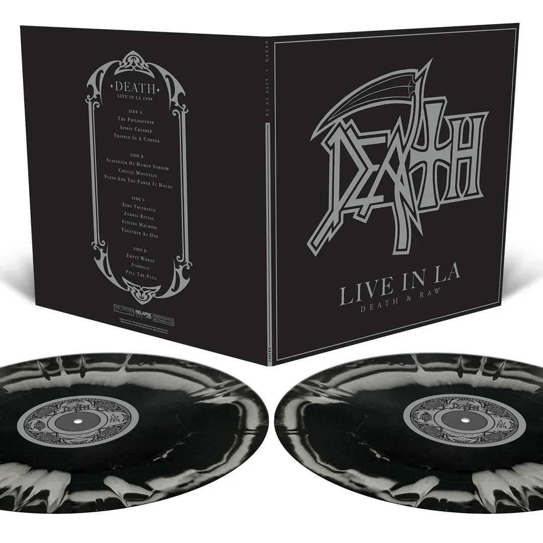 DEATH 'LIVE IN LA' 2LP (Black & Metallic Silver Merge w/Black & Metallic Silver Splatter Vinyl)