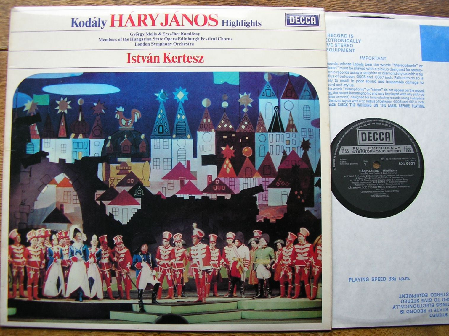 KODALY: HARY JANOS (Highlights)   SOLOISTS / HUNGARIAN STATE OPERA / KERTESZ      SXL 6631