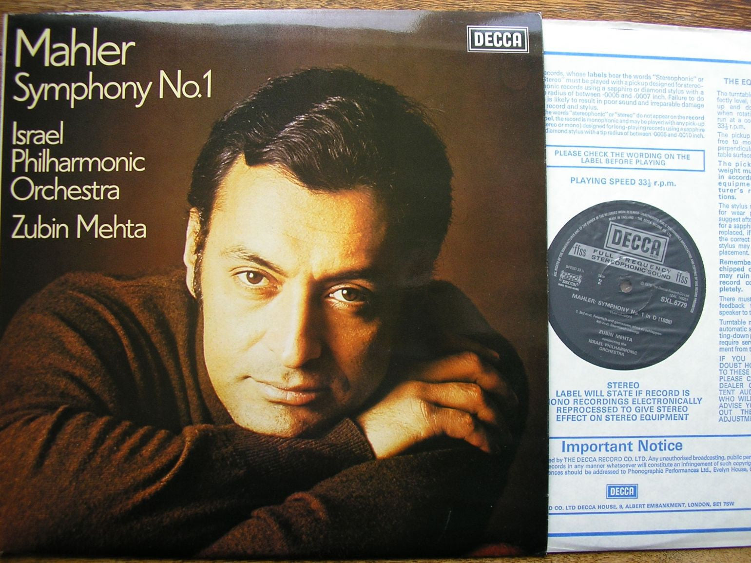 SXL 6779 MAHLER: SYMPHONY No. 1 ZUBIN MEHTA / ISRAEL PHILHARMONIC