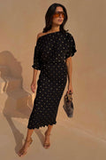 Black Tilly Dress with Gold Foil
