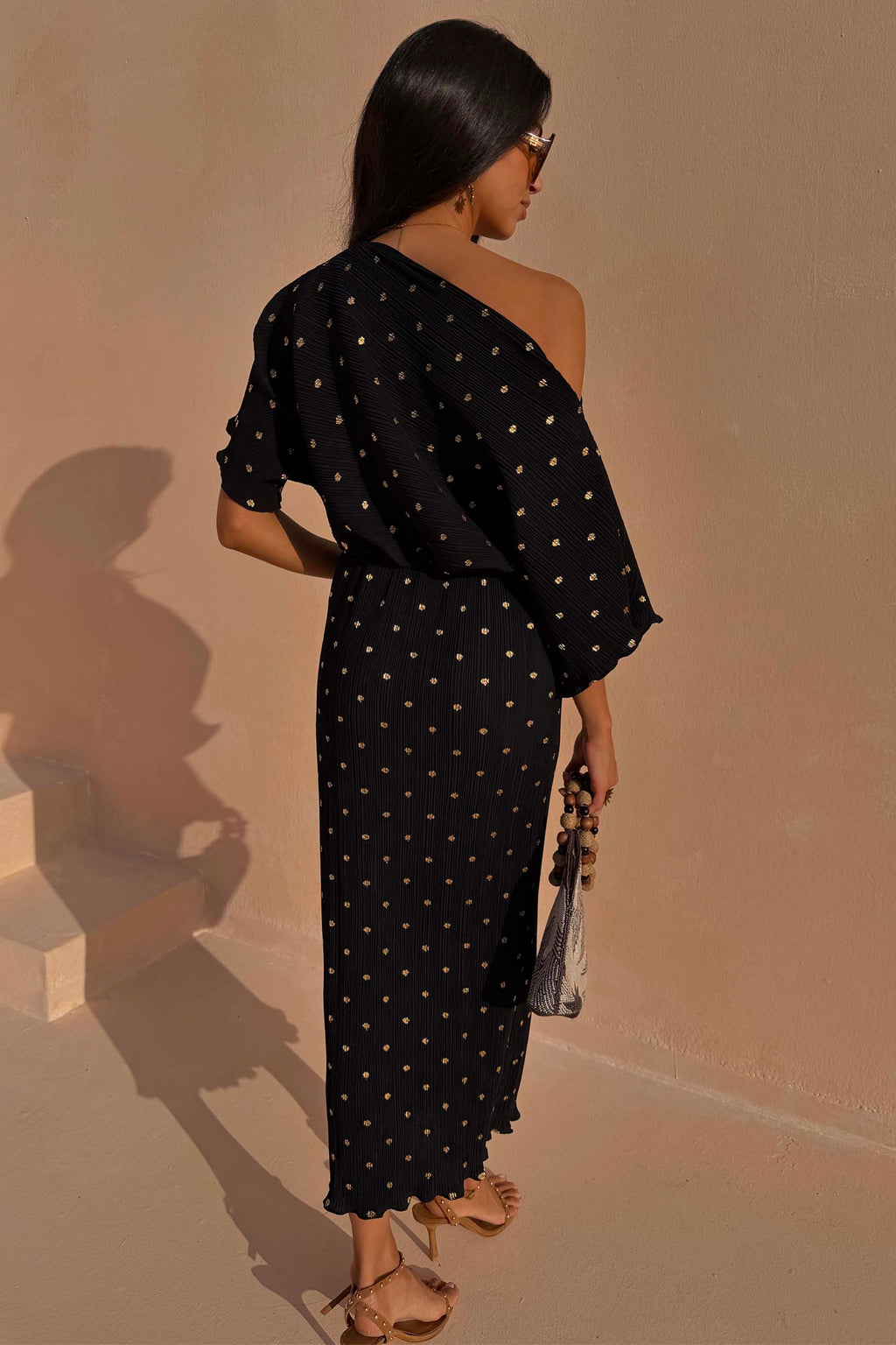 Black Tilly Dress with Gold Foil