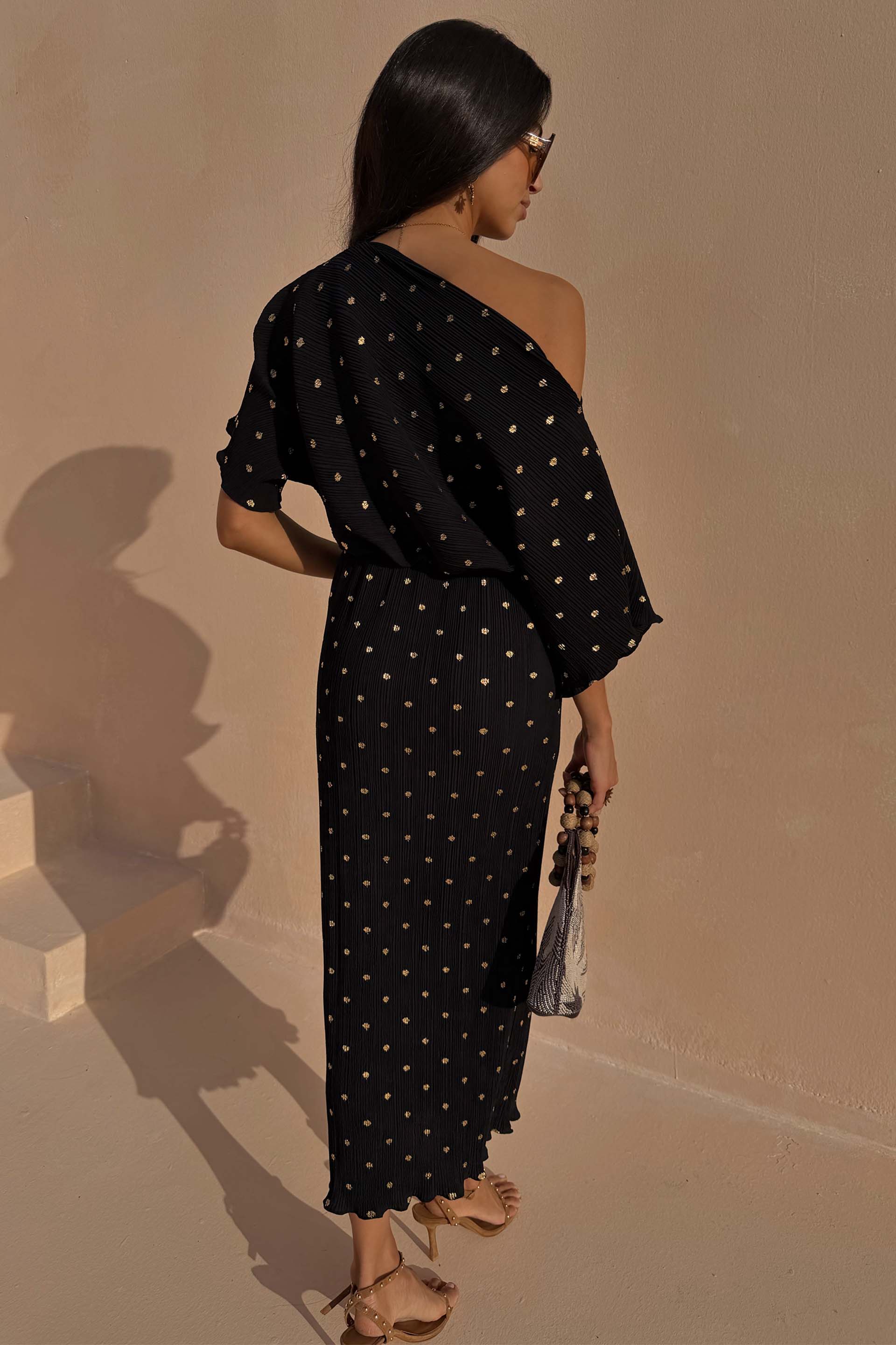 Black Tilly Dress with Gold Foil