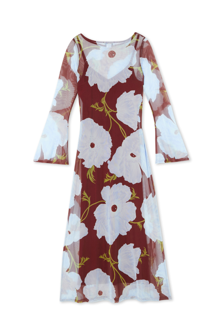 Burgundy & Blue Poppy Aria Dress