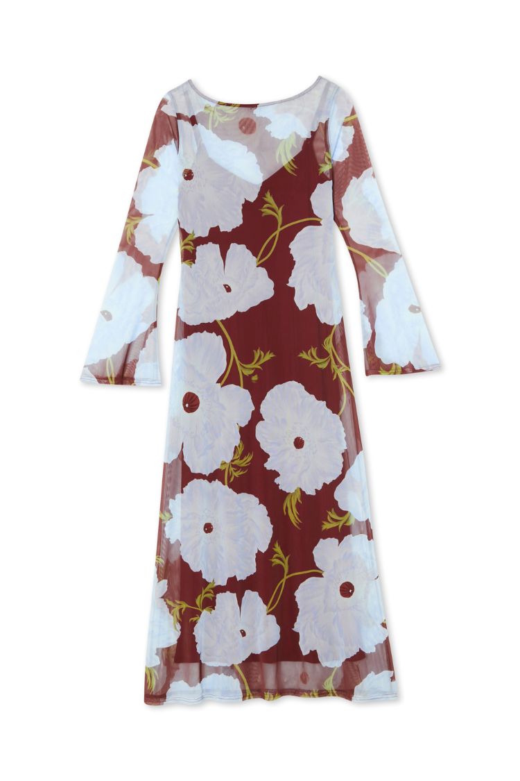 Burgundy & Blue Poppy Aria Dress