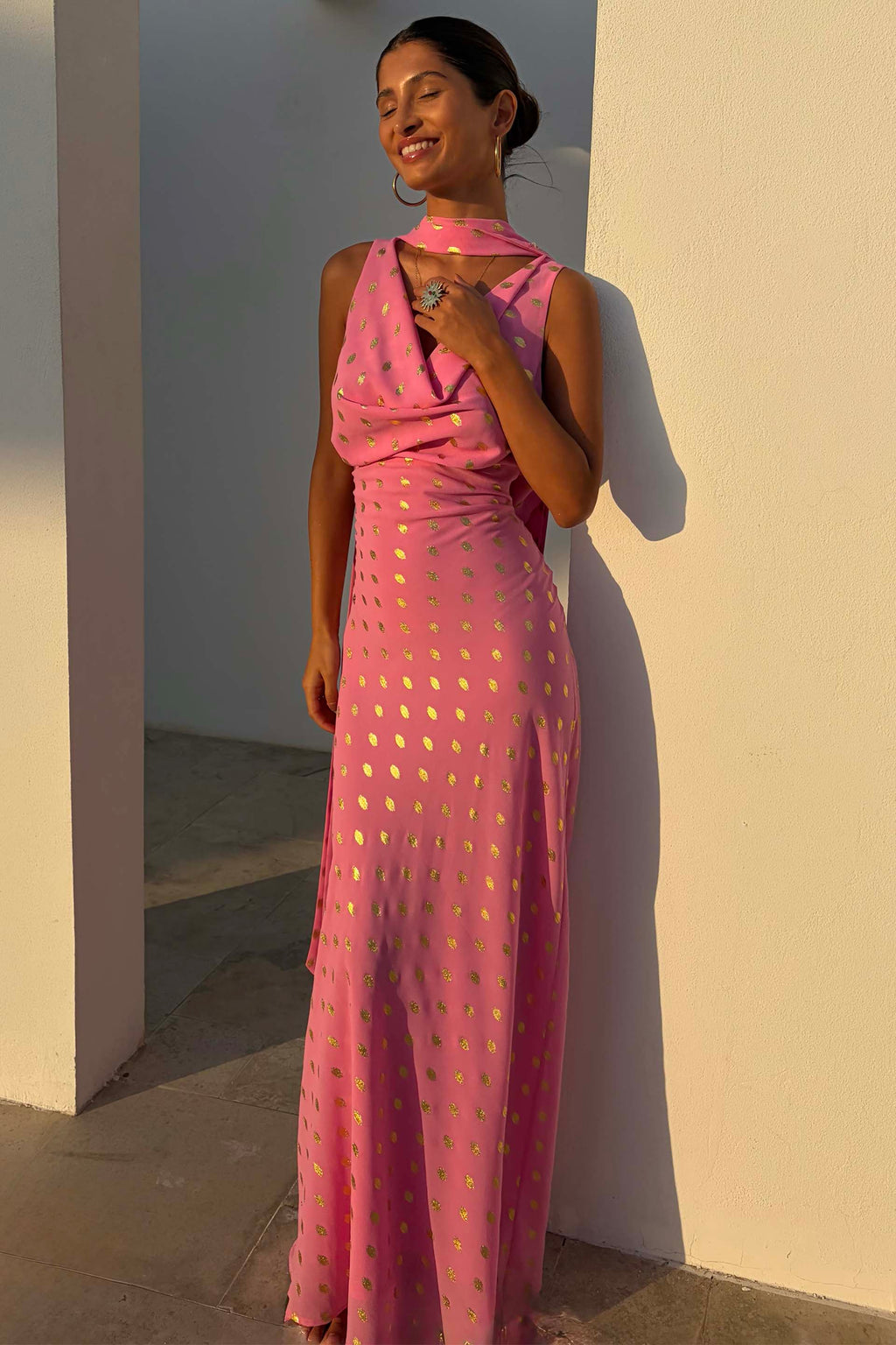 Pink Sophie Dress with Gold Fleck
