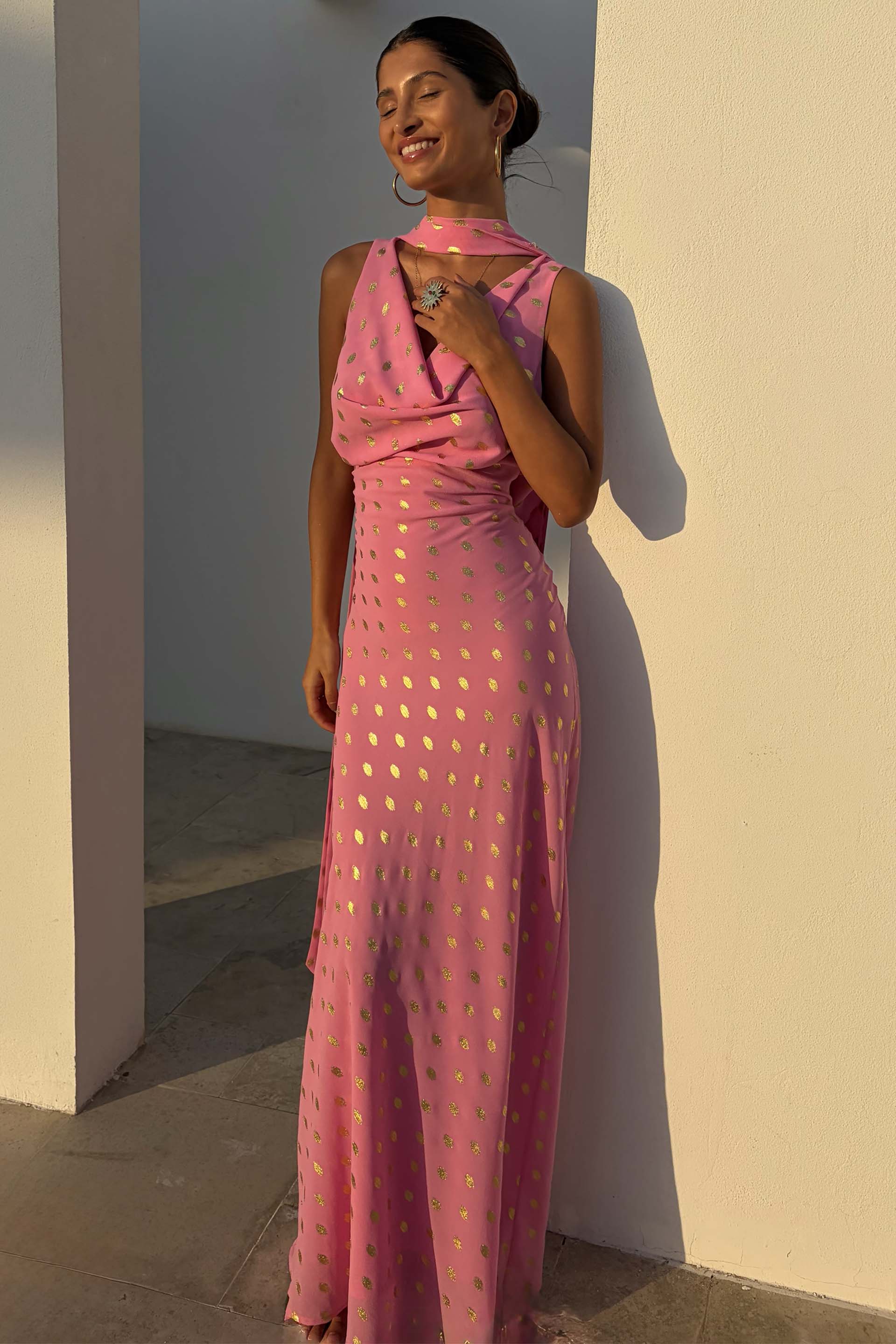 Pink Sophie Dress with Gold Fleck