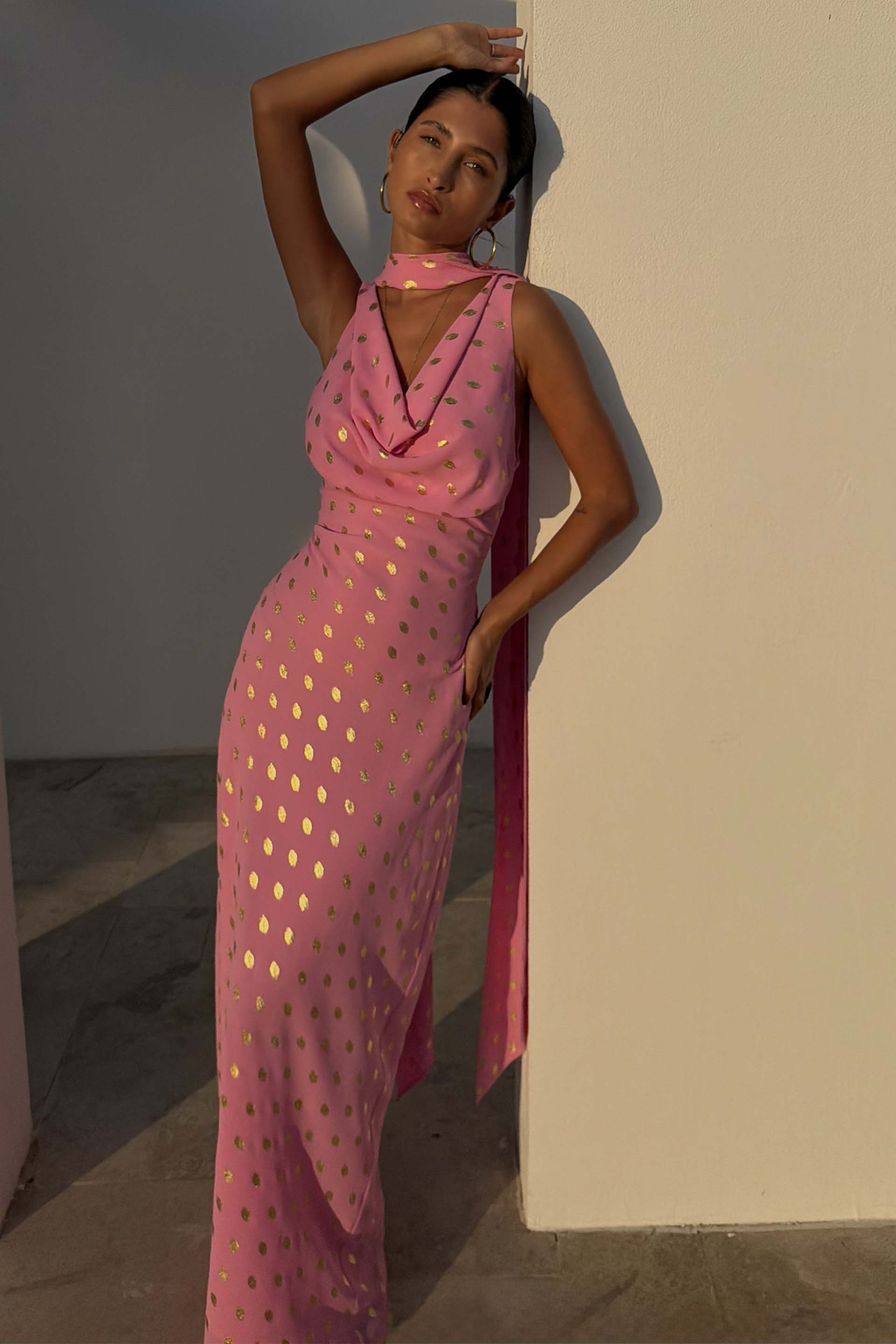Pink Sophie Dress with Gold Fleck