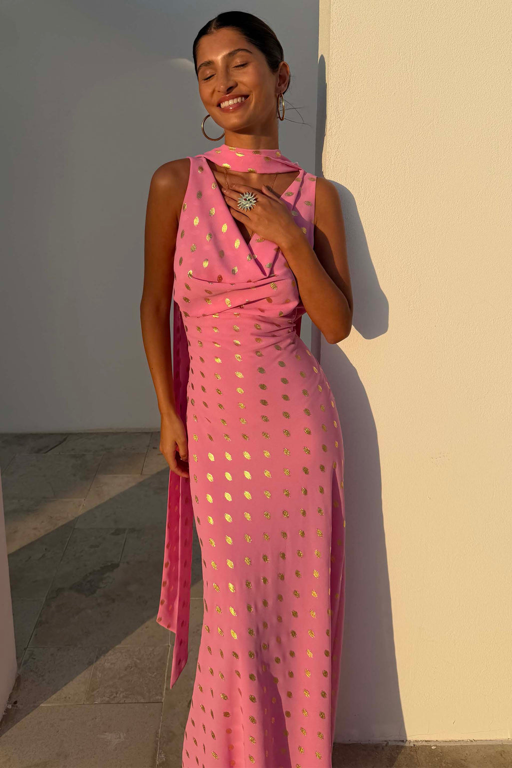 Pink Sophie Dress with Gold Fleck