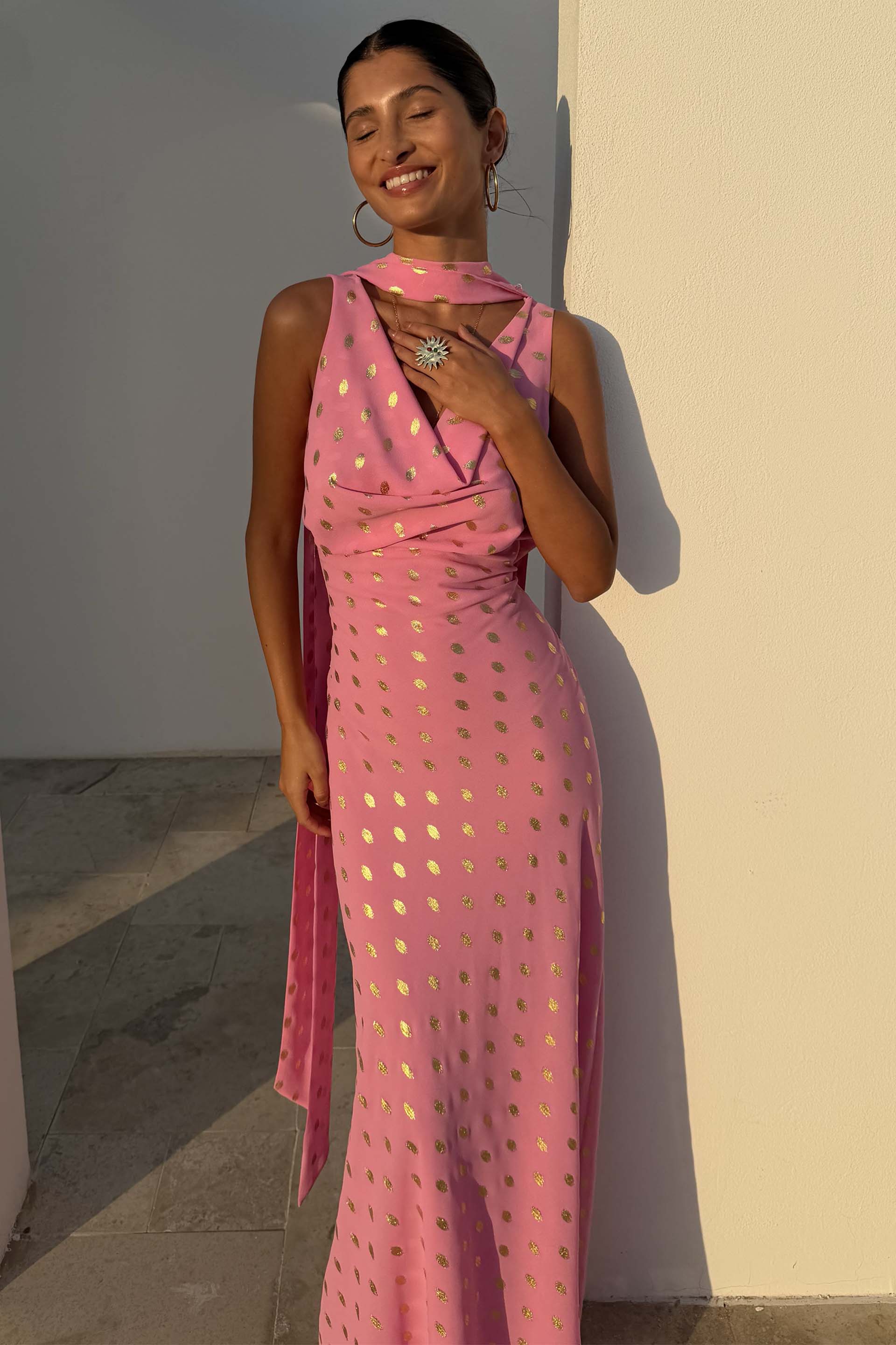 Pink Sophie Dress with Gold Fleck