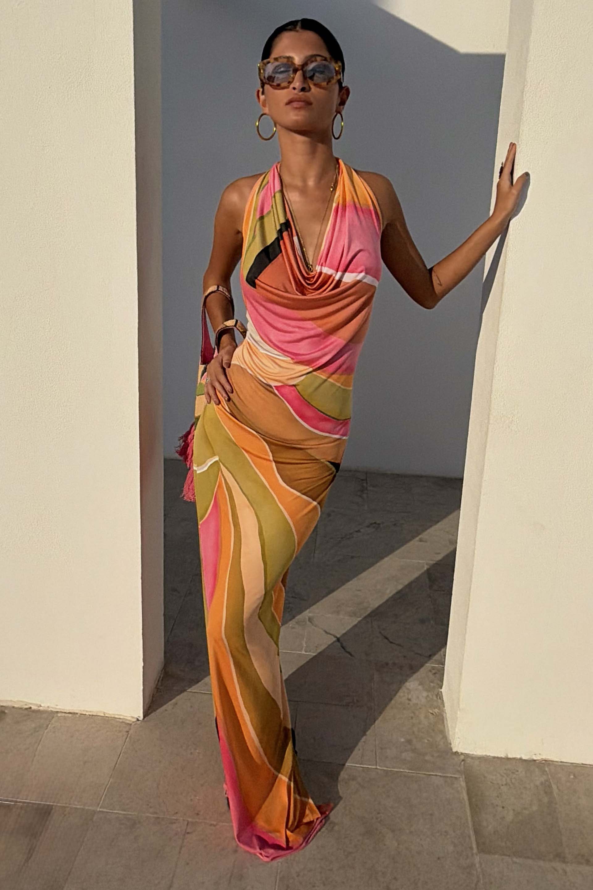 Green Abstract Sabine Dress