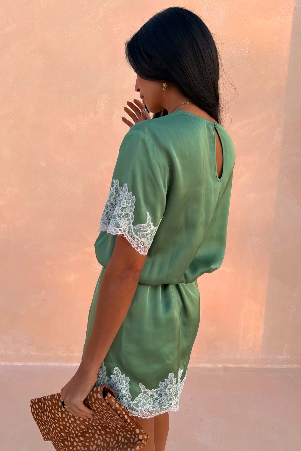 Green Lace Mini Dress