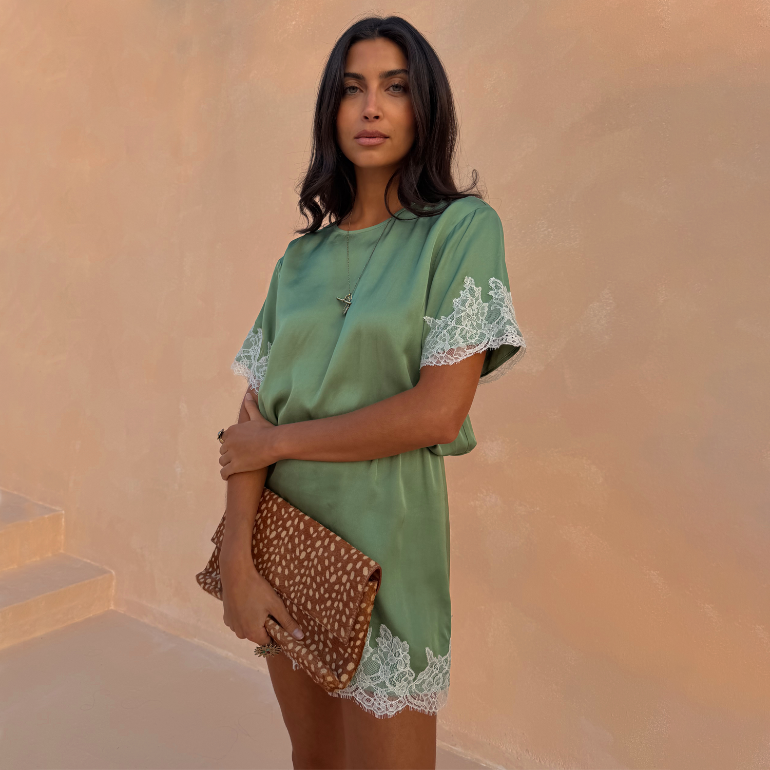 Green Lace Mini Dress