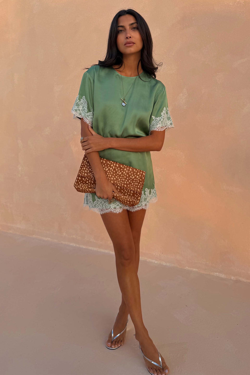 Green Lace Mini Dress