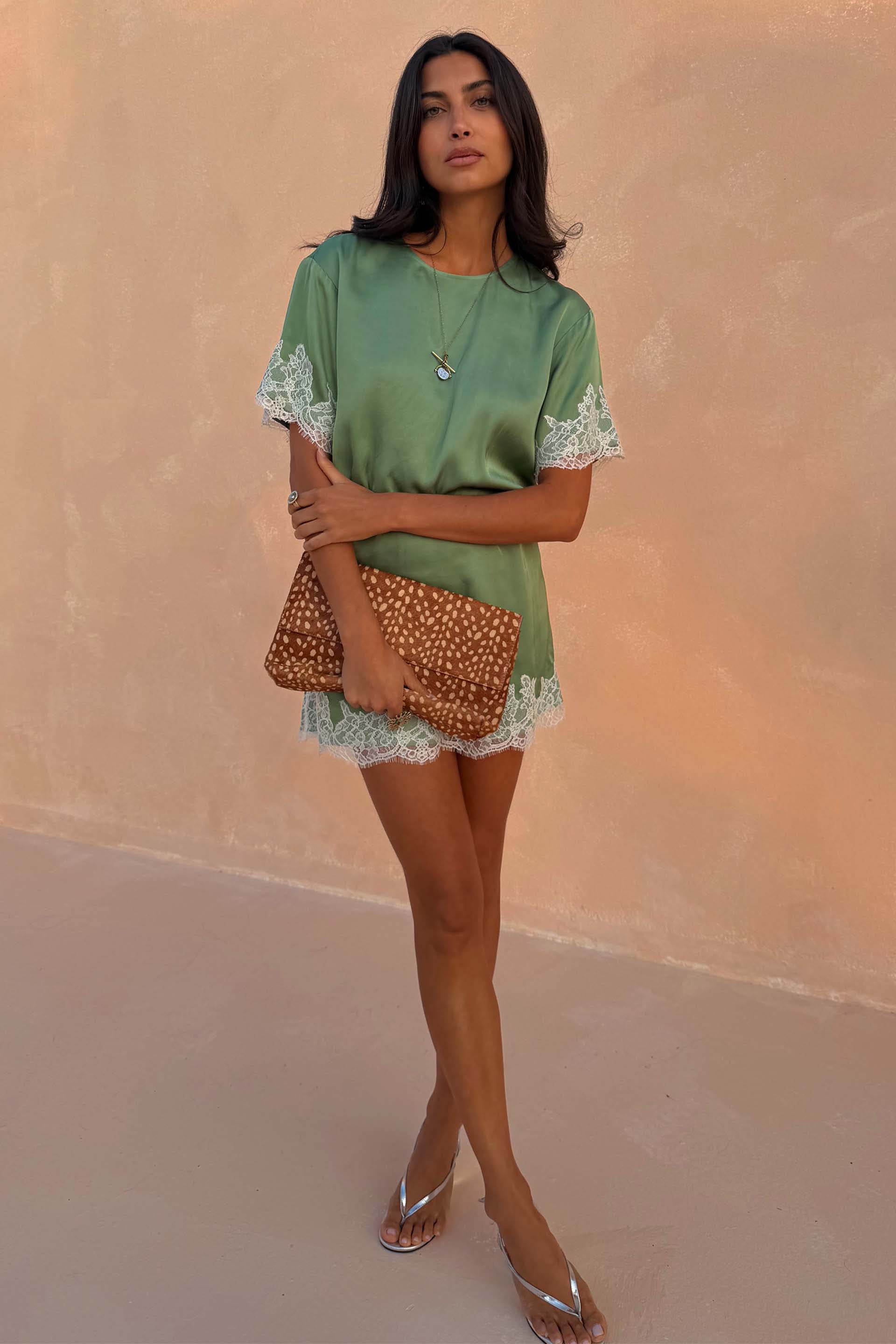 Green Lace Mini Dress