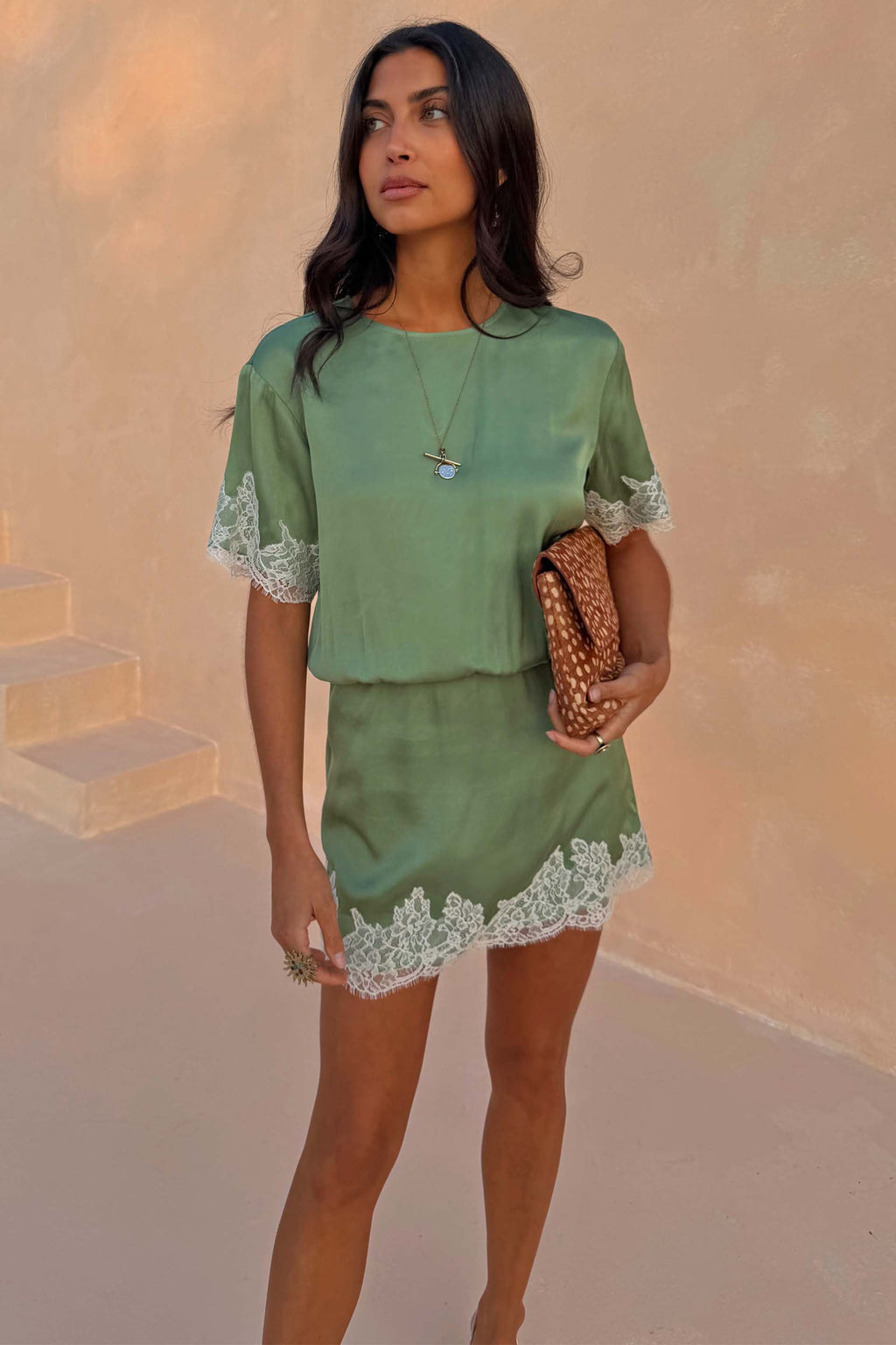 Green Lace Mini Dress