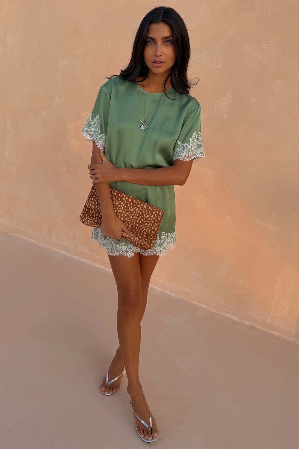 Green Lace Mini Dress