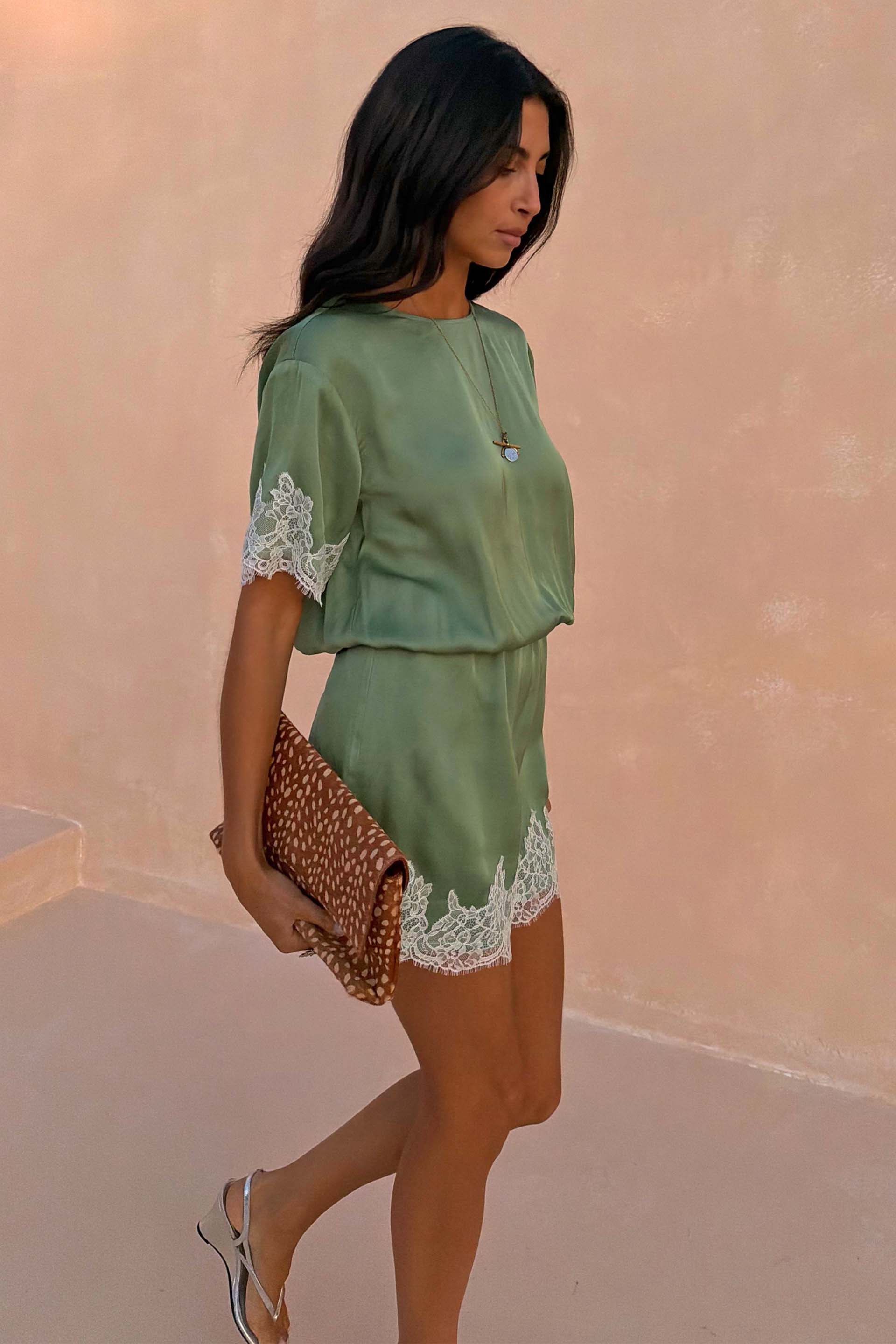 Green Lace Mini Dress
