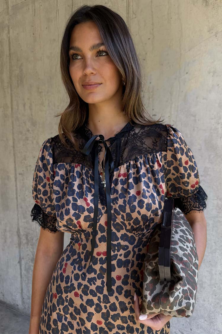 Cherry Leopard Mini Lyla Dress