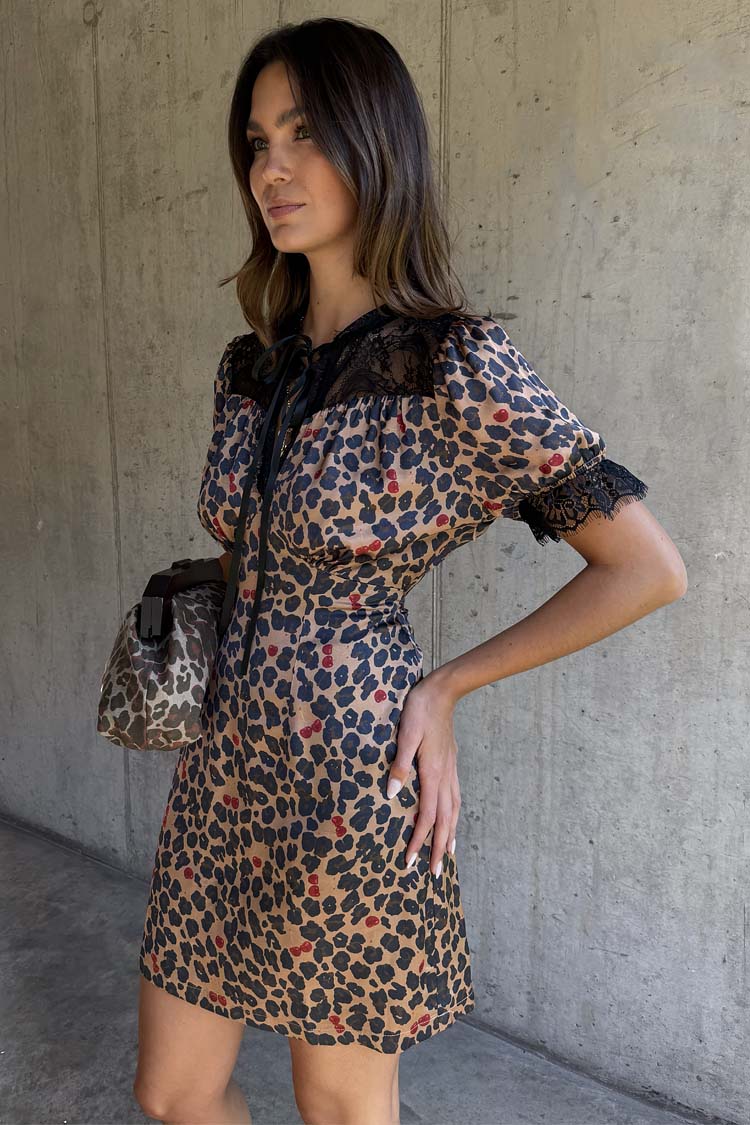 Cherry Leopard Mini Lyla Dress