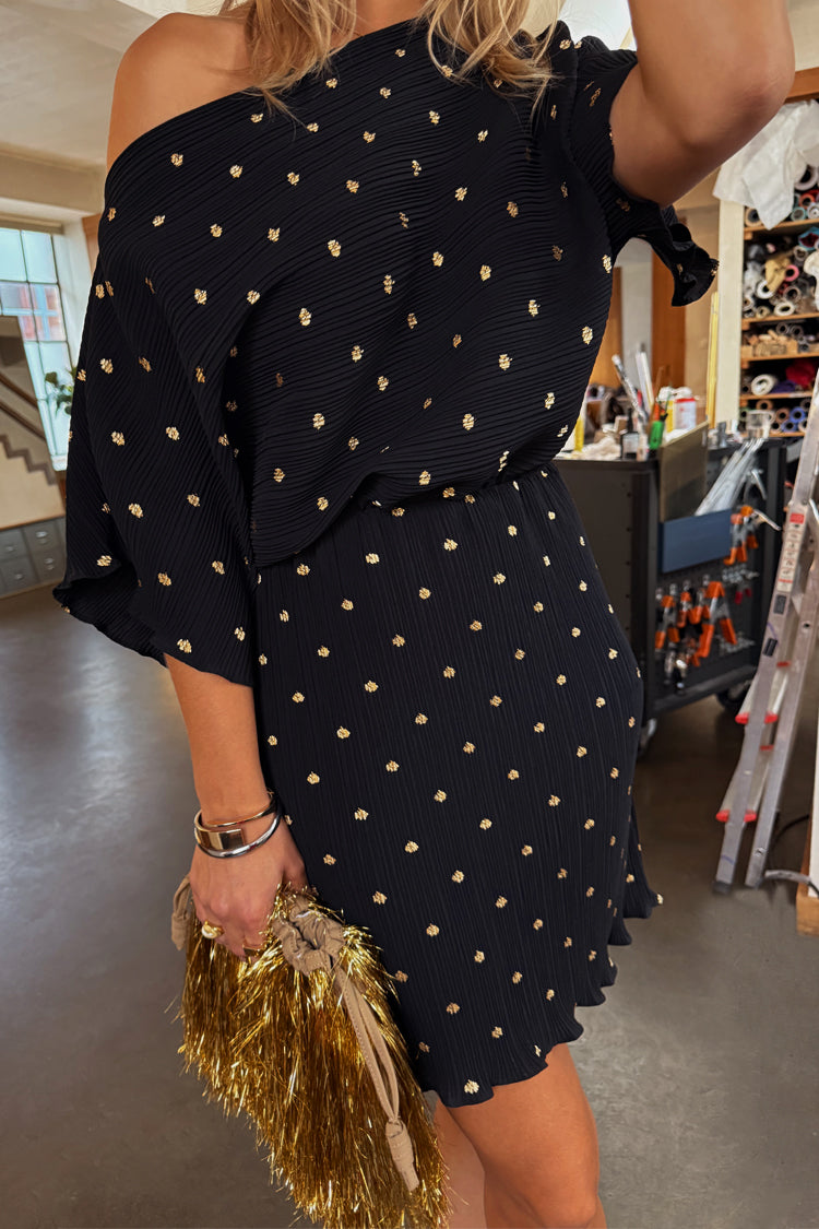 Black Plisse Mini Tilly Dress