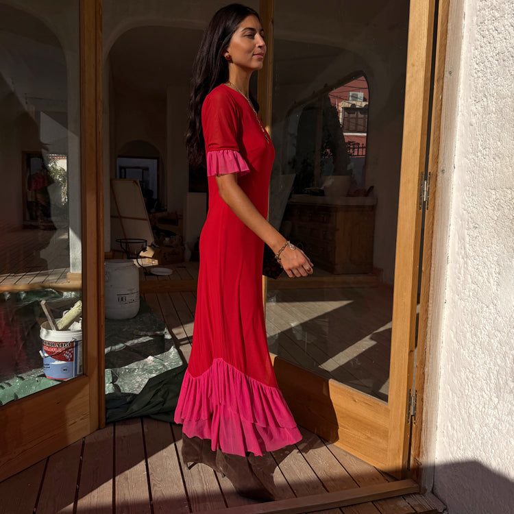 Red and Pink Katie Dress