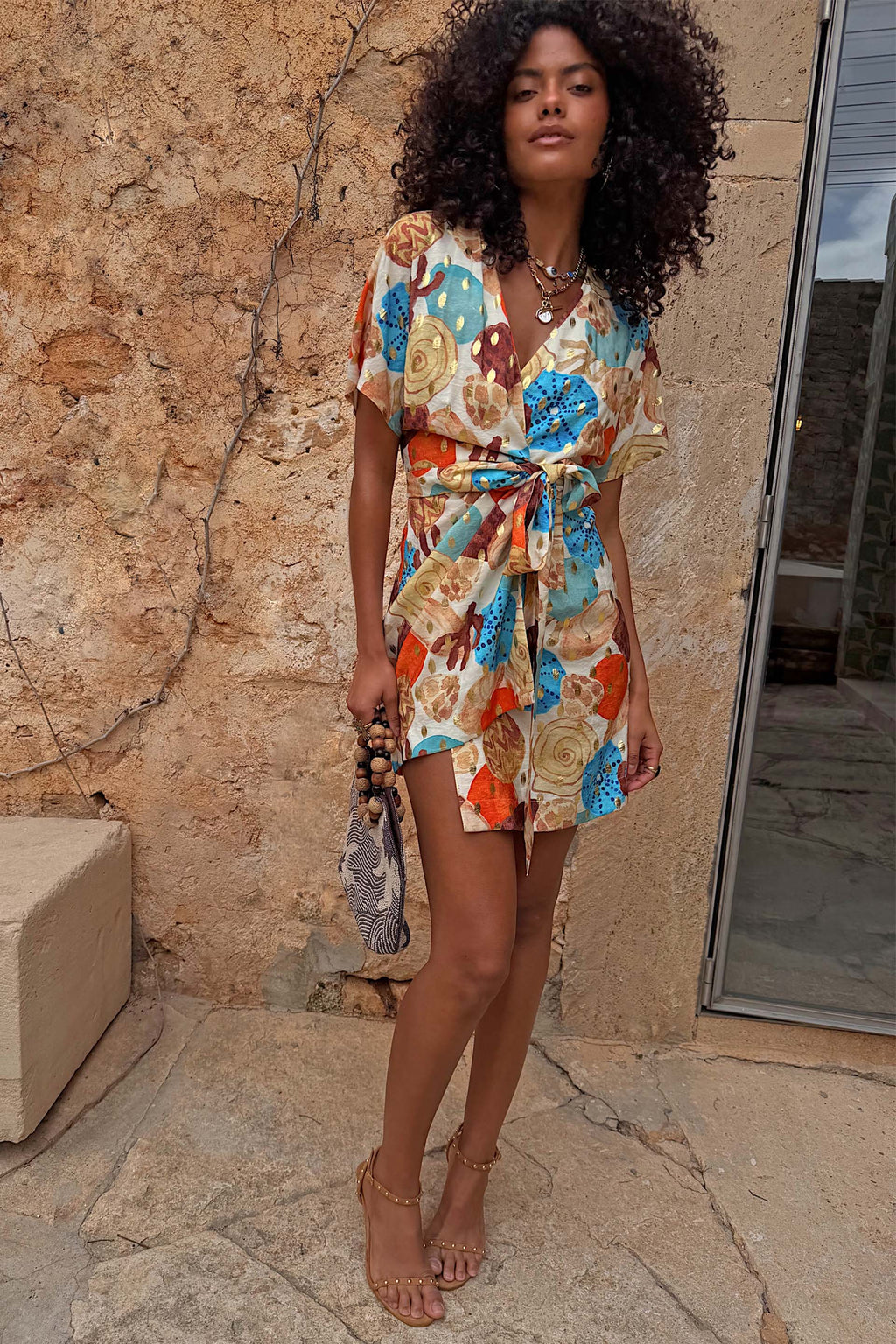 Shell Mini Wrap Dress
