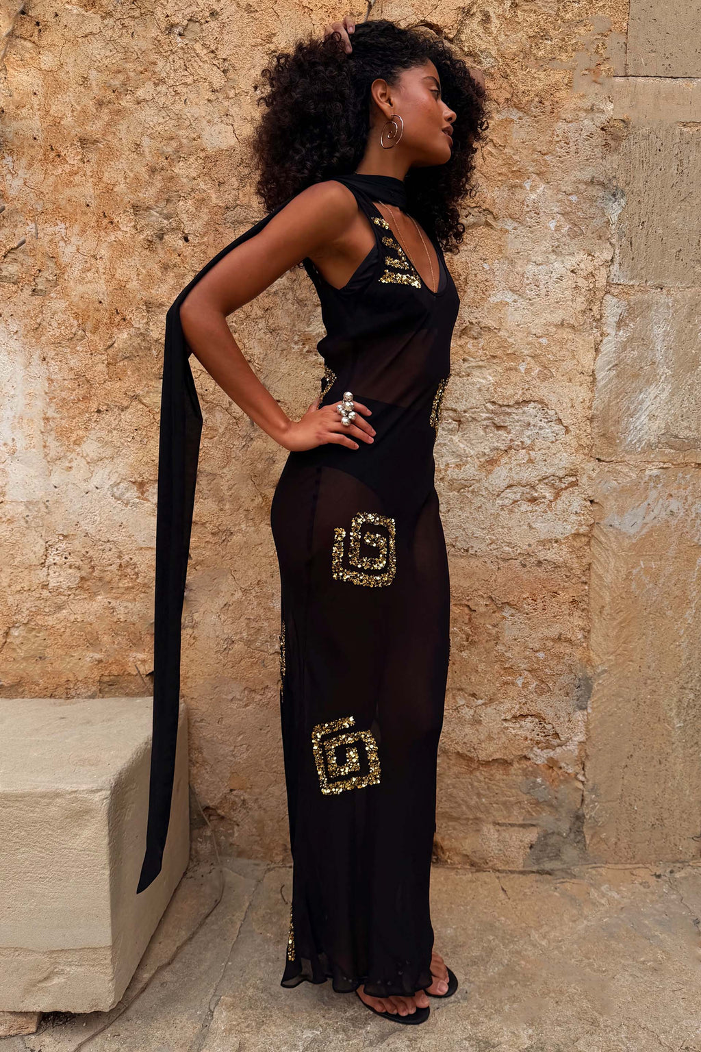 Black & Gold Simona Dress