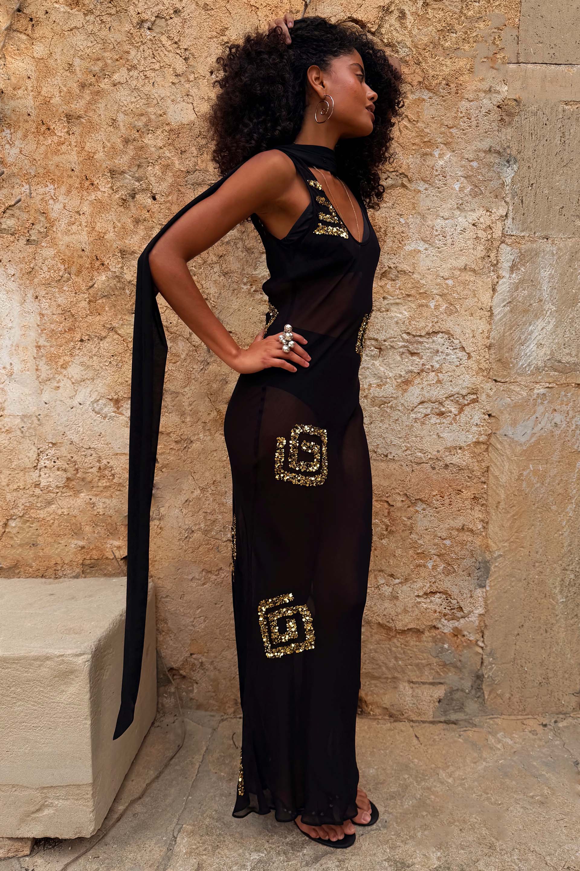 Black & Gold Simona Dress