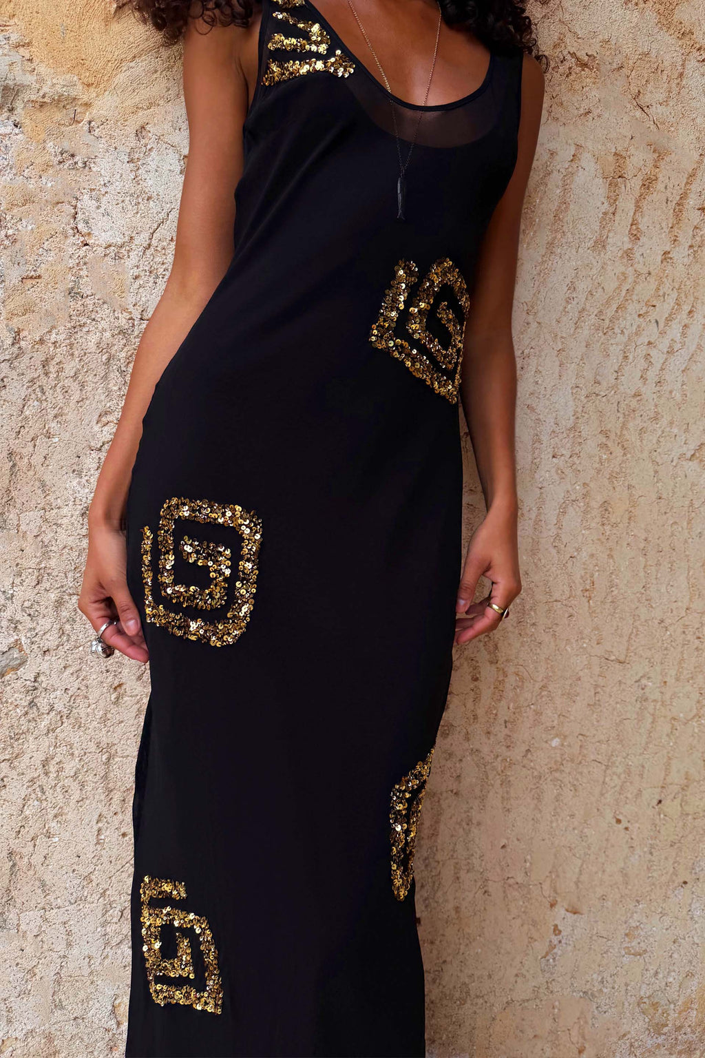 Black & Gold Simona Dress