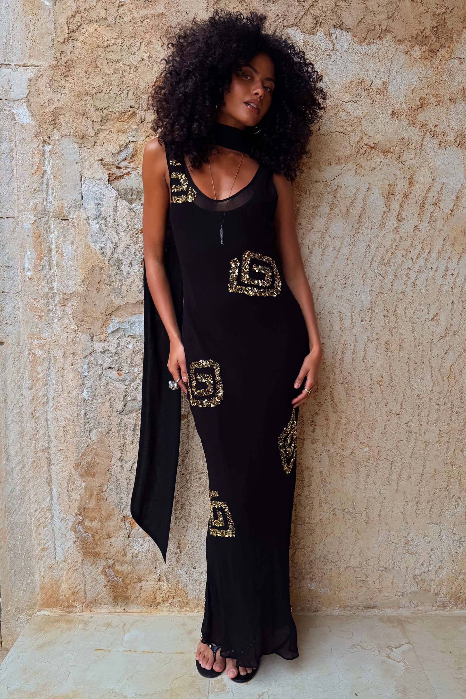 Black & Gold Simona Dress