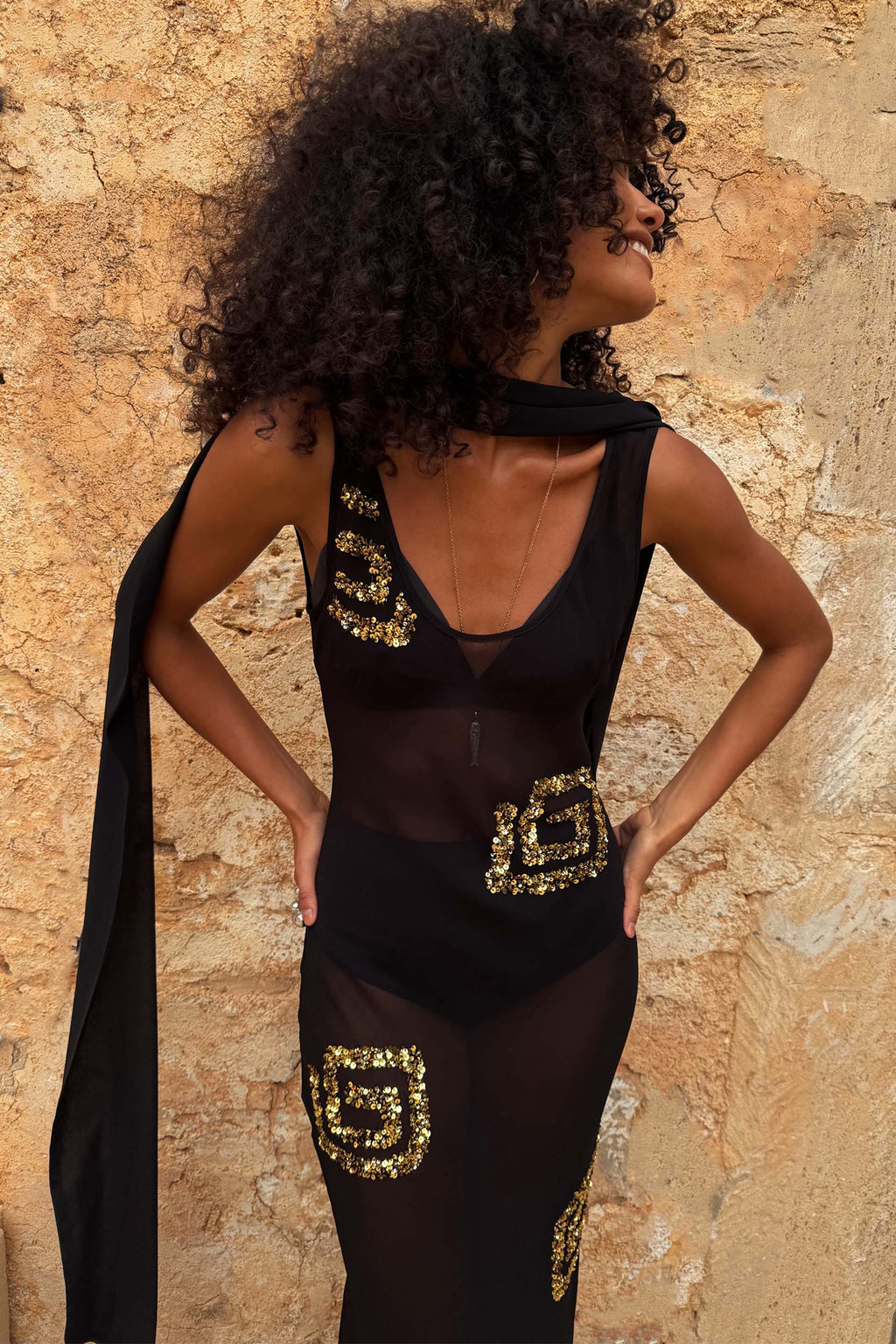 Black & Gold Simona Dress