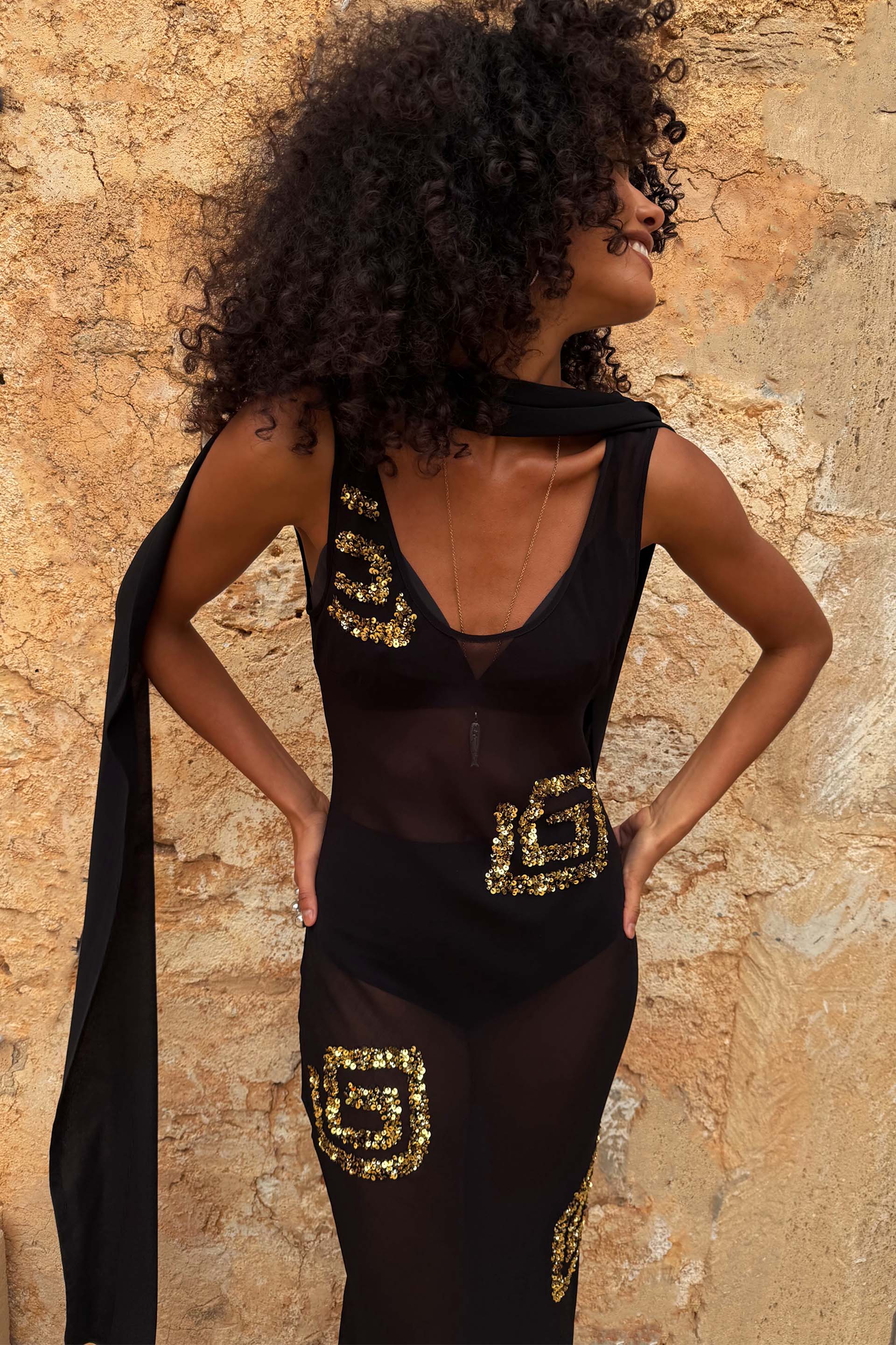 Black & Gold Simona Dress