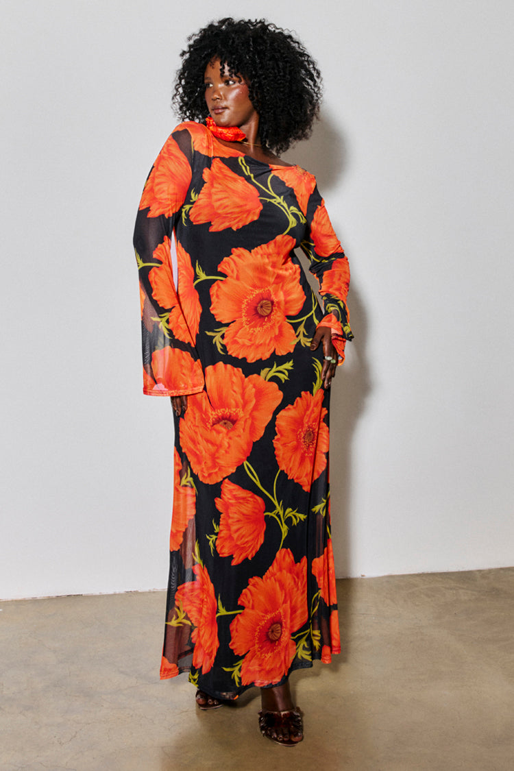 Black Poppy Aria Mesh Dress