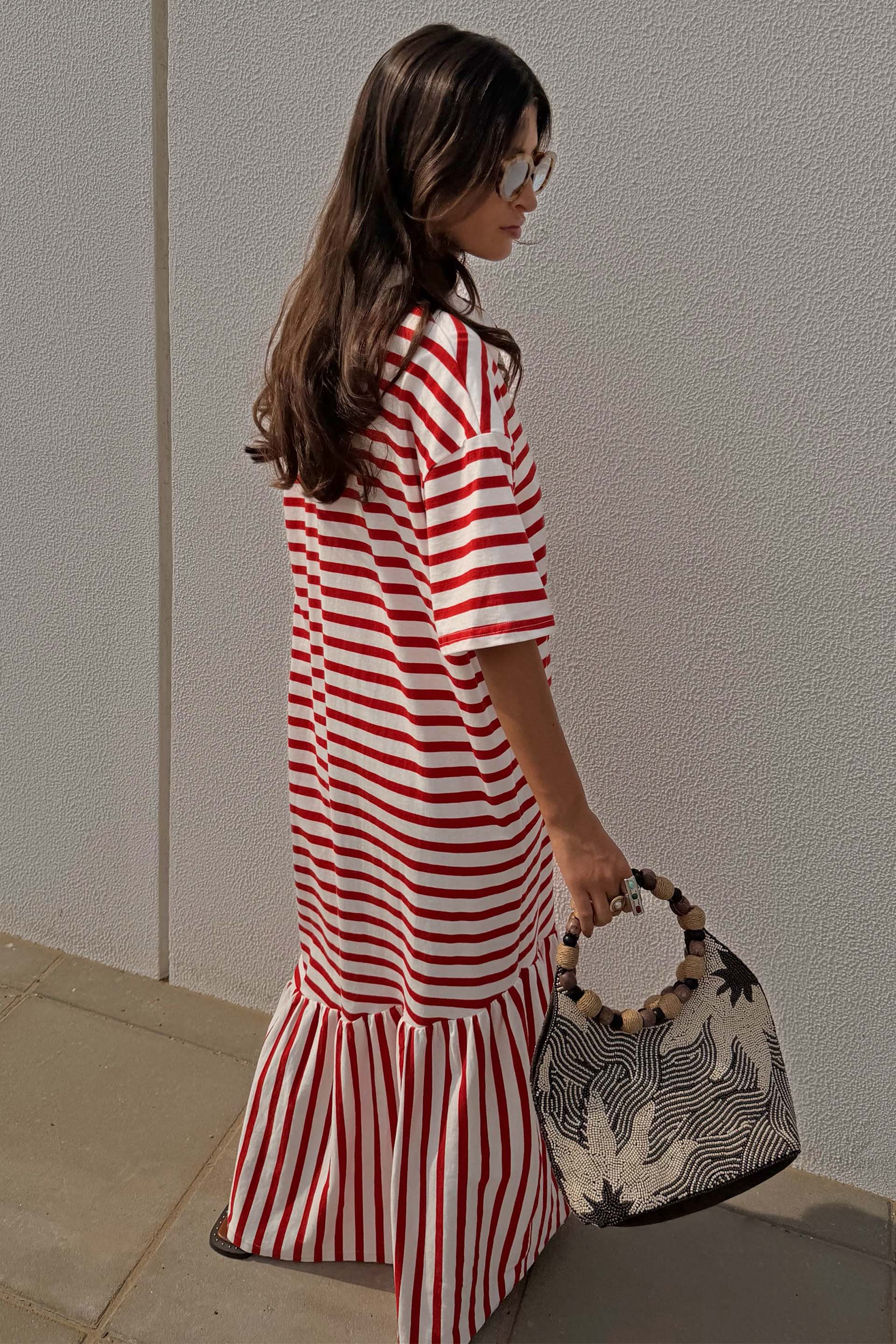Red Stripe Jersey Dress