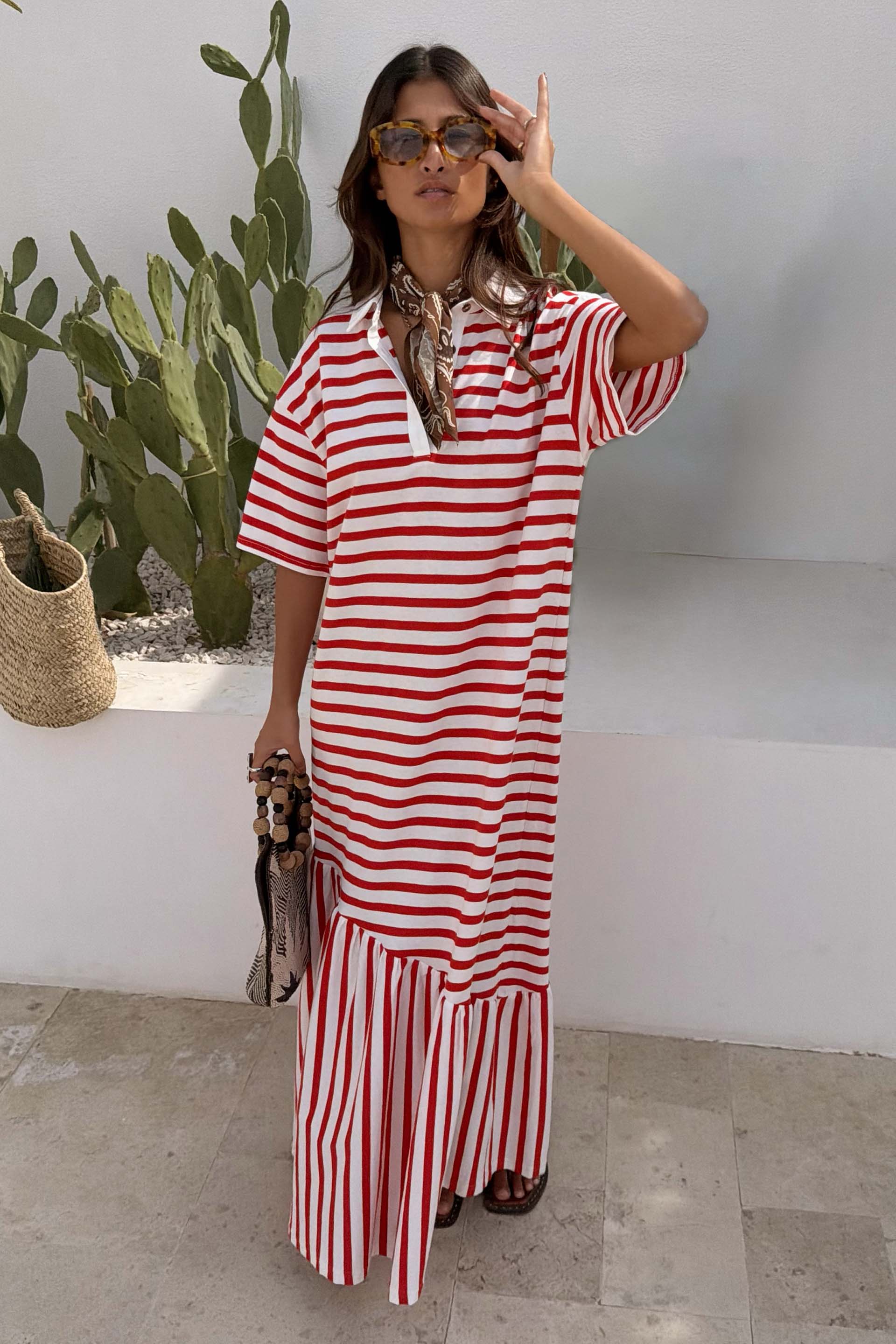 Red Stripe Jersey Dress