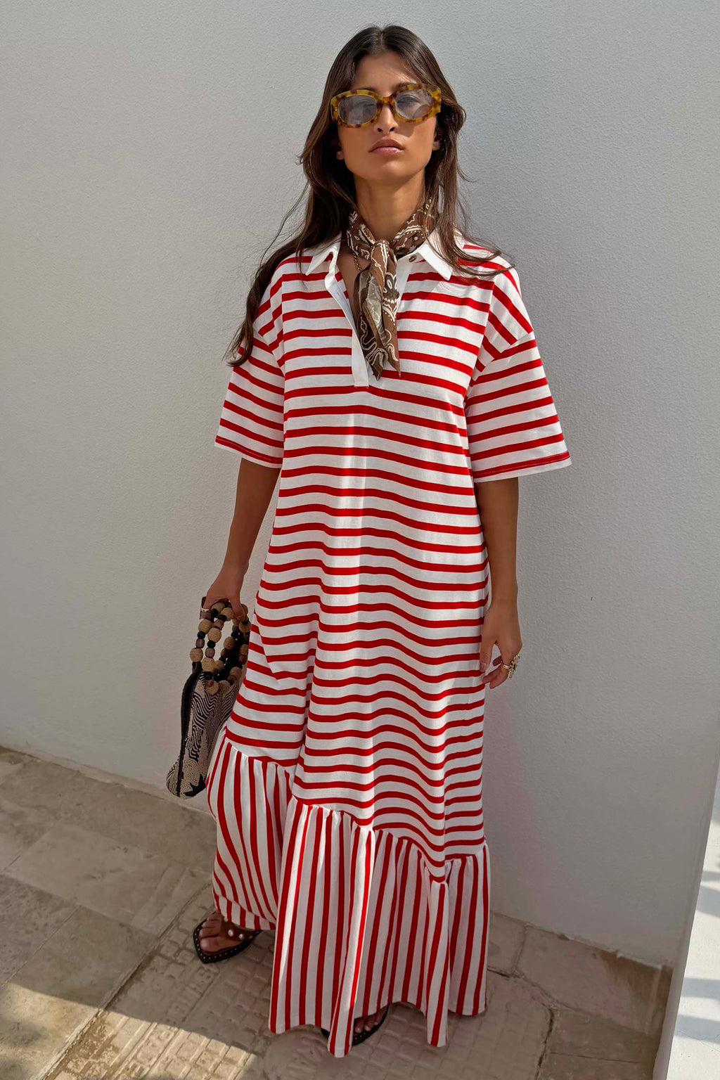 Red Stripe Jersey Dress