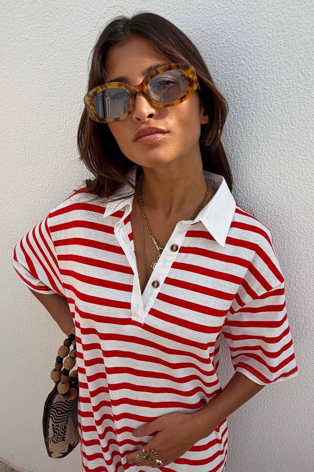 Red Stripe Jersey Dress