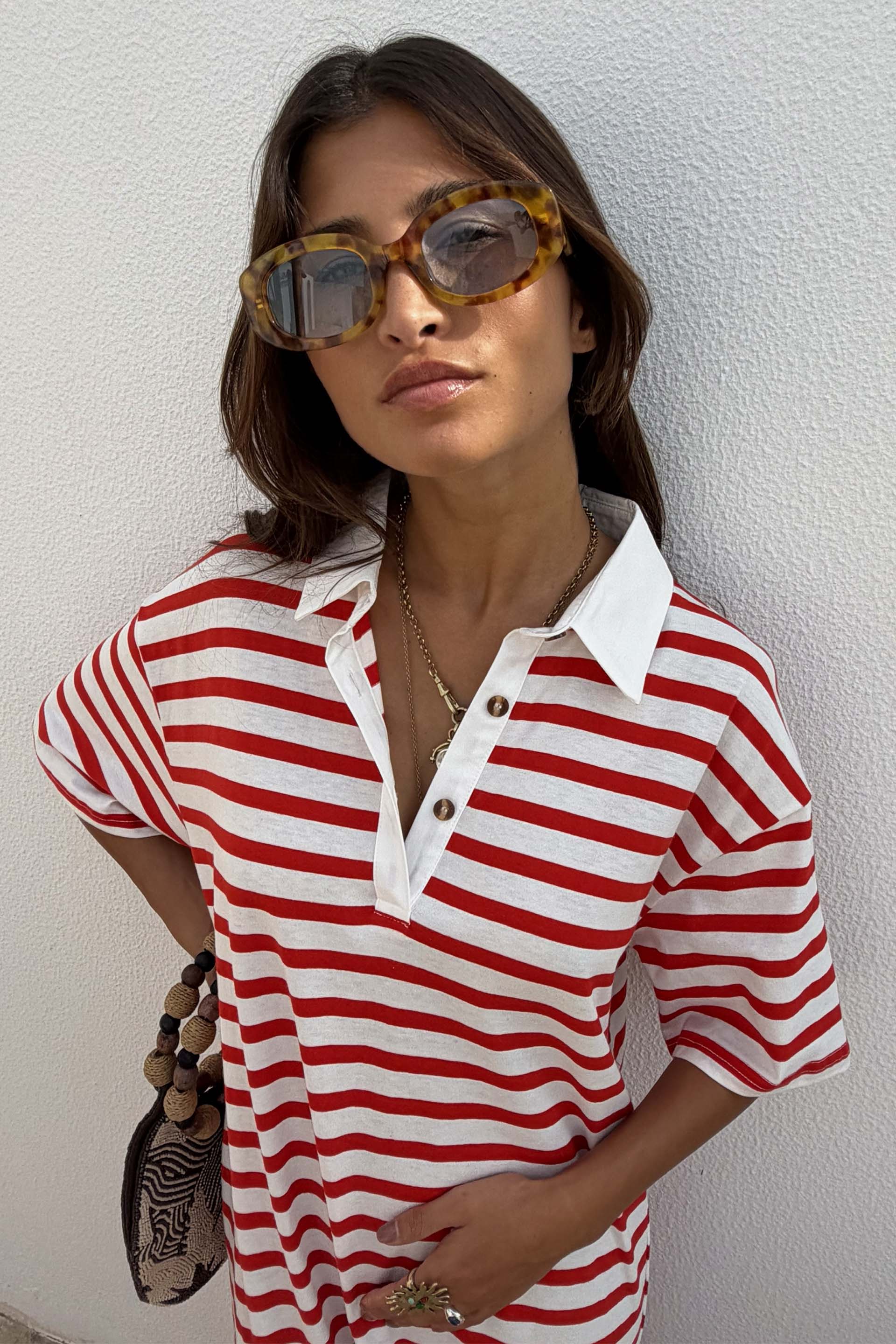 Red Stripe Jersey Dress