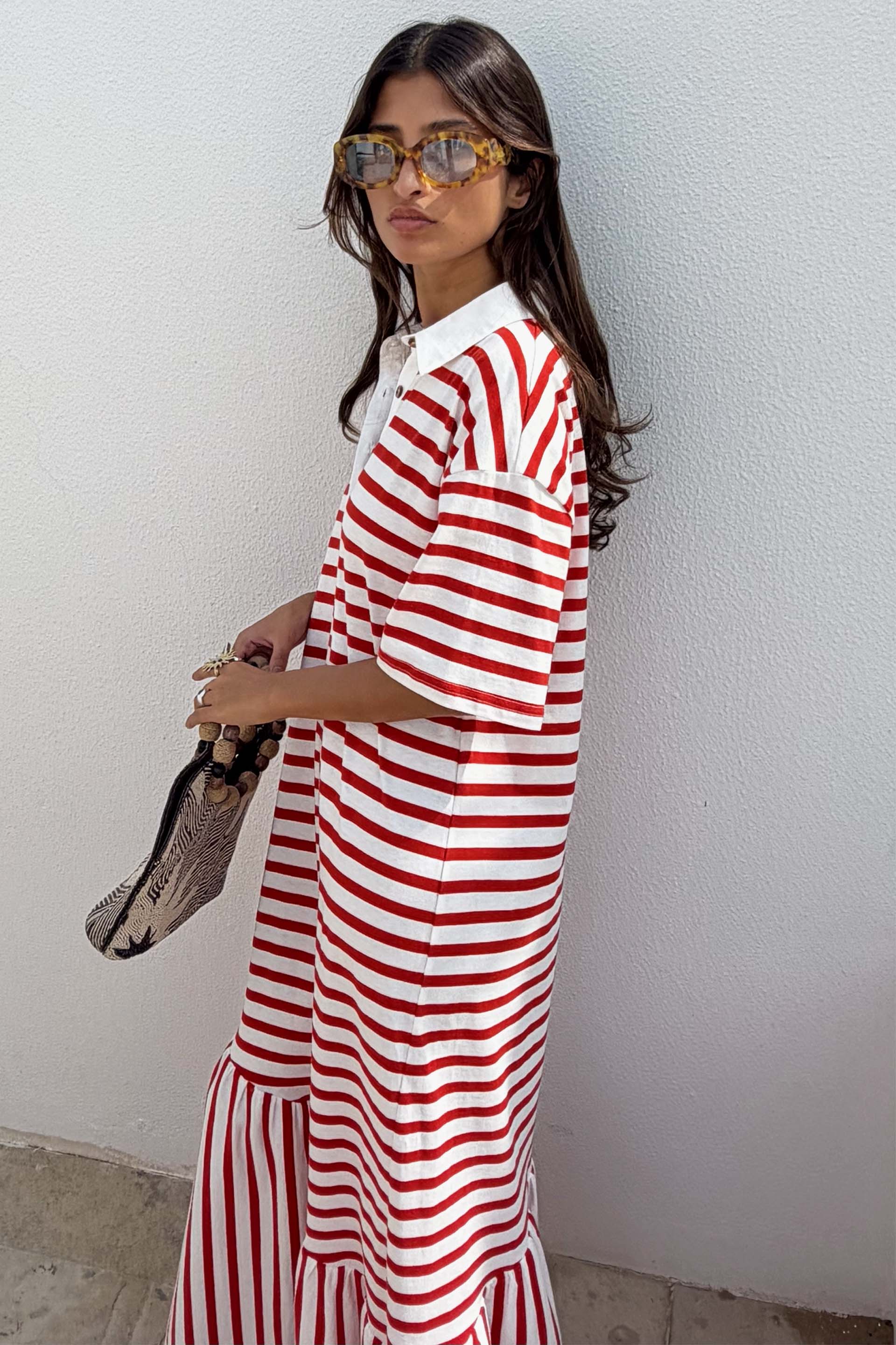 Red Stripe Jersey Dress