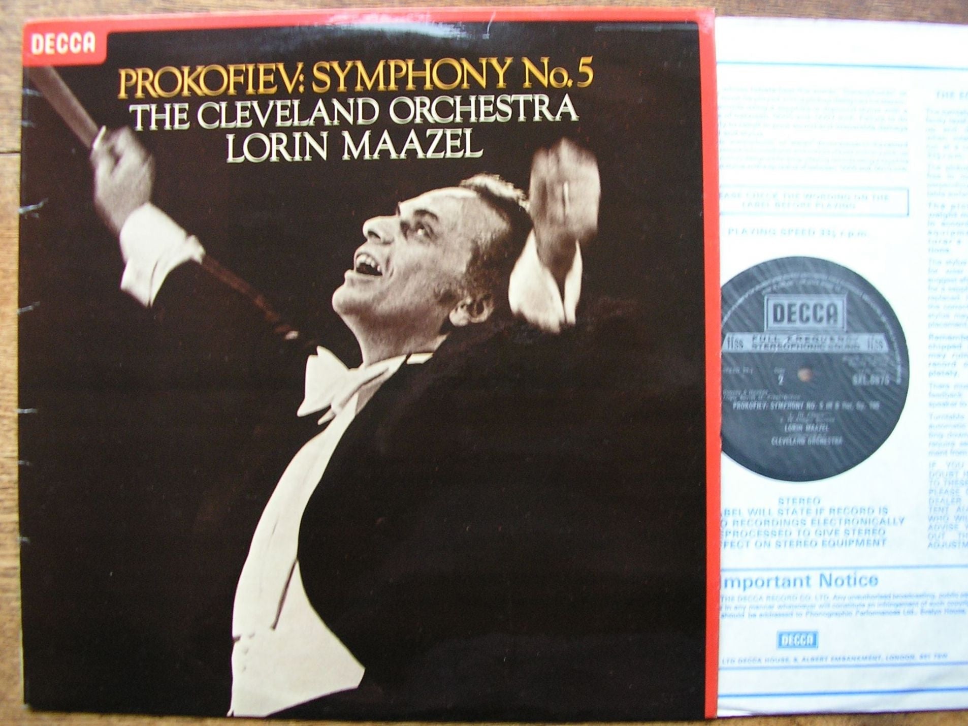 PROKOFIEV: SYMPHONY No. 5       LORIN MAAZEL / CLEVELAND ORCHESTRA     SXL 6875