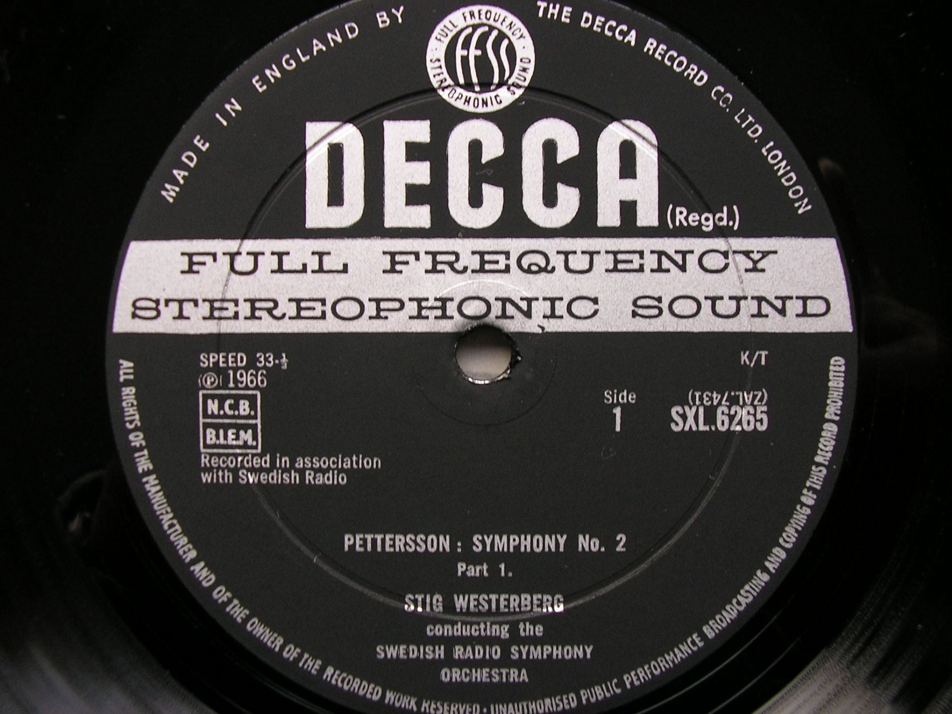 SXL 6265 PETTERSSON: SYMPHONY No. 2 WESTERBERG / SWEDISH RADIO SYMPHONY